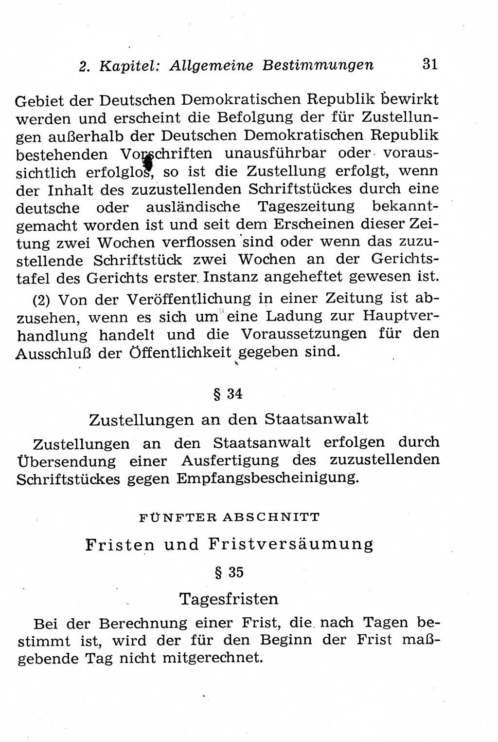 Strafprozeßordnung (StPO), Gerichtsverfassungsgesetz (GVG), Staatsanwaltsgesetz (StAG), Jugendgerichtsgesetz (JGG) und Strafregistergesetz (StRegG) [Deutsche Demokratische Republik (DDR)] 1958, Seite 31 (StPO GVG StAG JGG StRegG DDR 1958, S. 31)