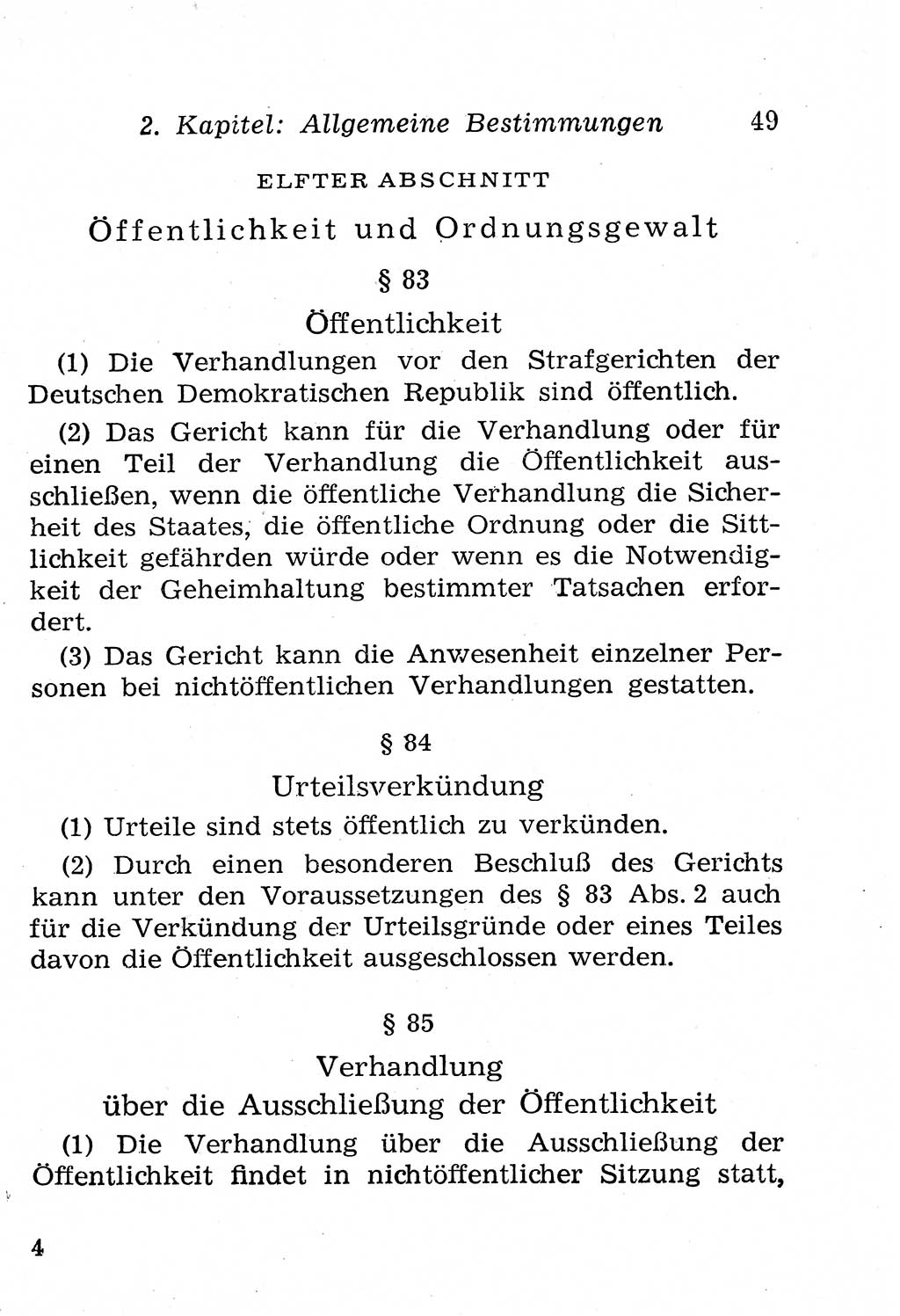 Strafprozeßordnung (StPO), Gerichtsverfassungsgesetz (GVG), Staatsanwaltsgesetz (StAG), Jugendgerichtsgesetz (JGG) und Strafregistergesetz (StRegG) [Deutsche Demokratische Republik (DDR)] 1958, Seite 49 (StPO GVG StAG JGG StRegG DDR 1958, S. 49)