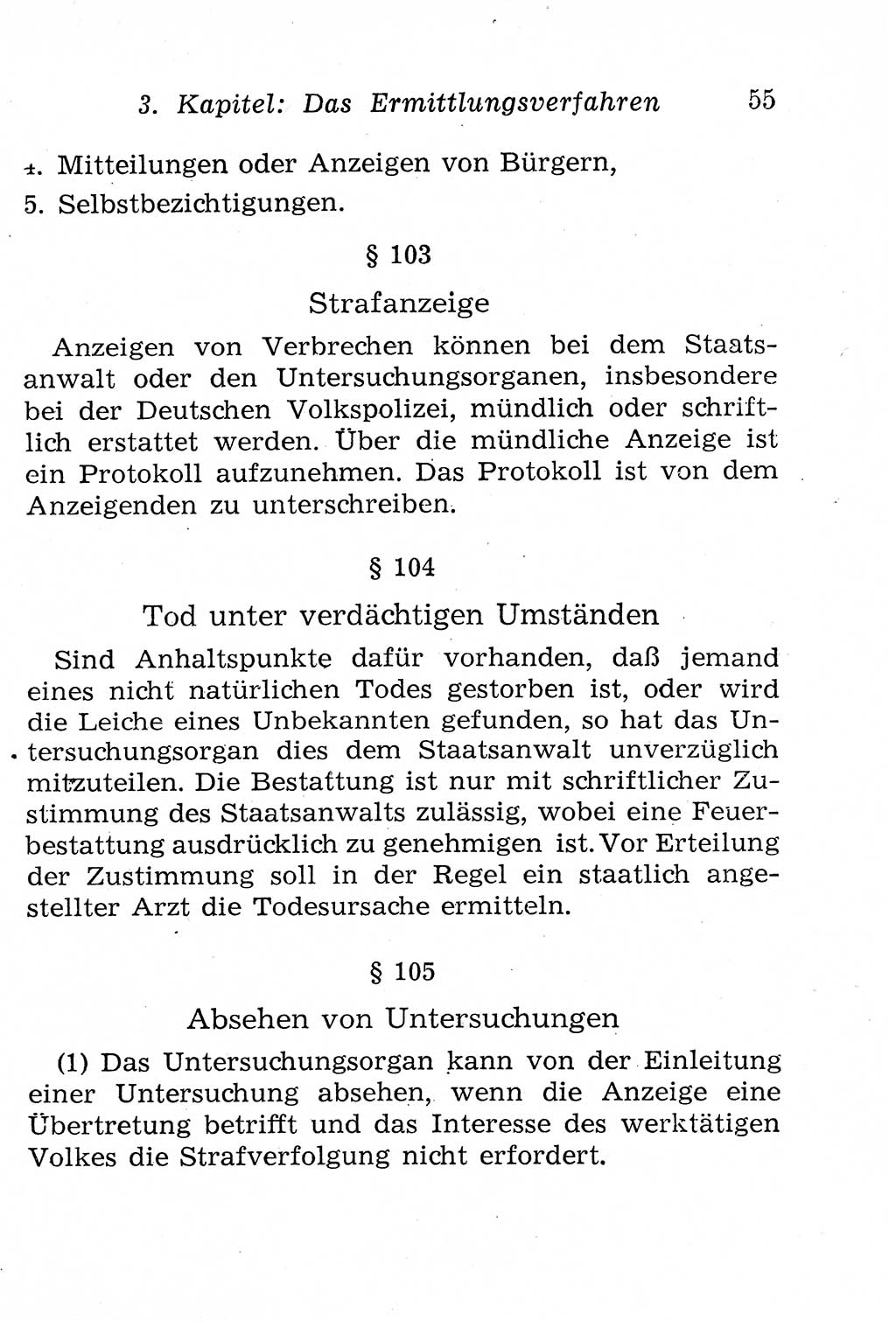 Strafprozeßordnung (StPO), Gerichtsverfassungsgesetz (GVG), Staatsanwaltsgesetz (StAG), Jugendgerichtsgesetz (JGG) und Strafregistergesetz (StRegG) [Deutsche Demokratische Republik (DDR)] 1958, Seite 55 (StPO GVG StAG JGG StRegG DDR 1958, S. 55)