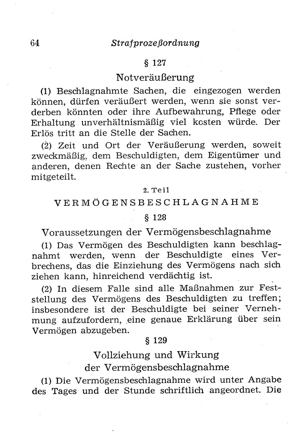 Strafprozeßordnung (StPO), Gerichtsverfassungsgesetz (GVG), Staatsanwaltsgesetz (StAG), Jugendgerichtsgesetz (JGG) und Strafregistergesetz (StRegG) [Deutsche Demokratische Republik (DDR)] 1958, Seite 64 (StPO GVG StAG JGG StRegG DDR 1958, S. 64)