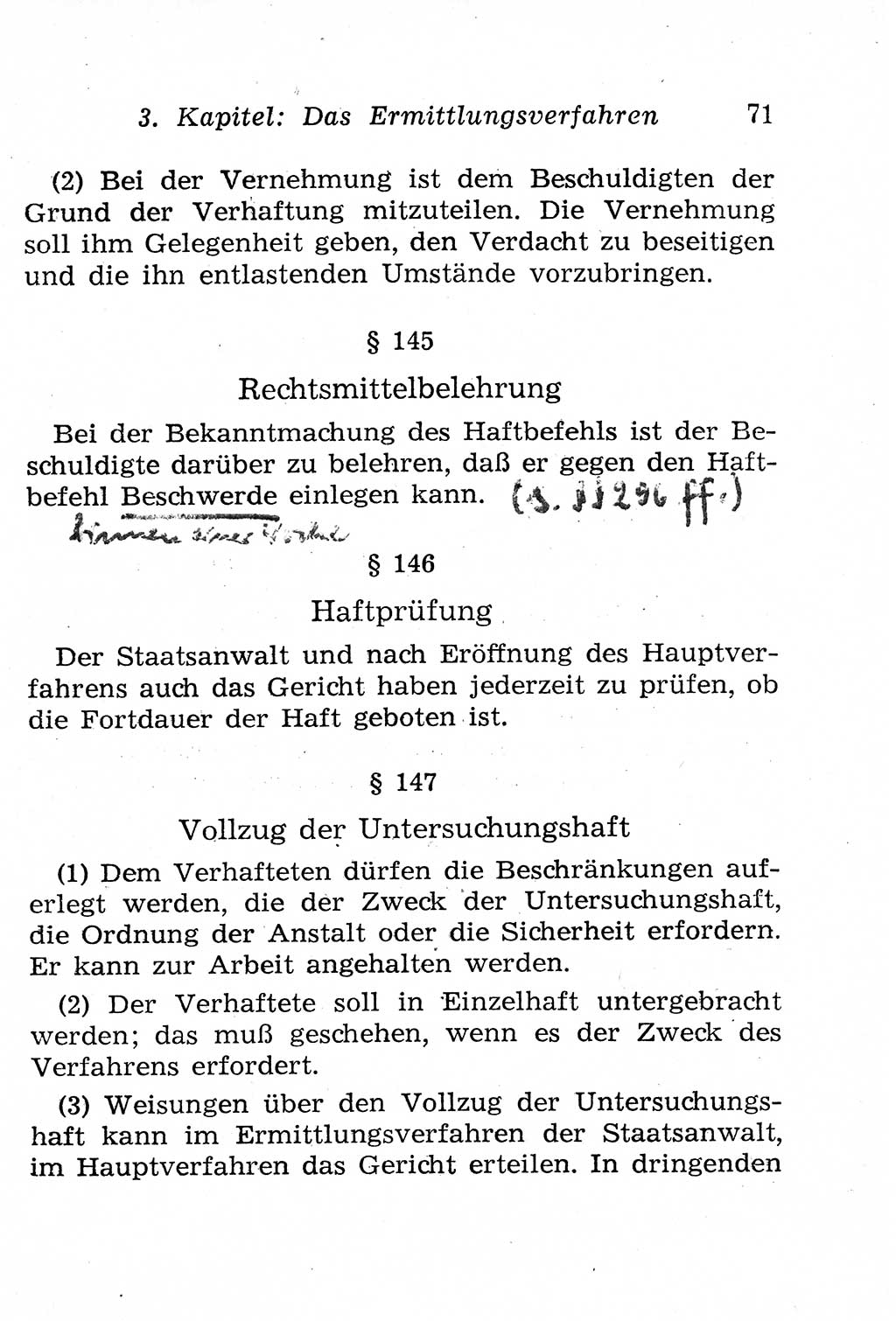 Strafprozeßordnung (StPO), Gerichtsverfassungsgesetz (GVG), Staatsanwaltsgesetz (StAG), Jugendgerichtsgesetz (JGG) und Strafregistergesetz (StRegG) [Deutsche Demokratische Republik (DDR)] 1958, Seite 71 (StPO GVG StAG JGG StRegG DDR 1958, S. 71)