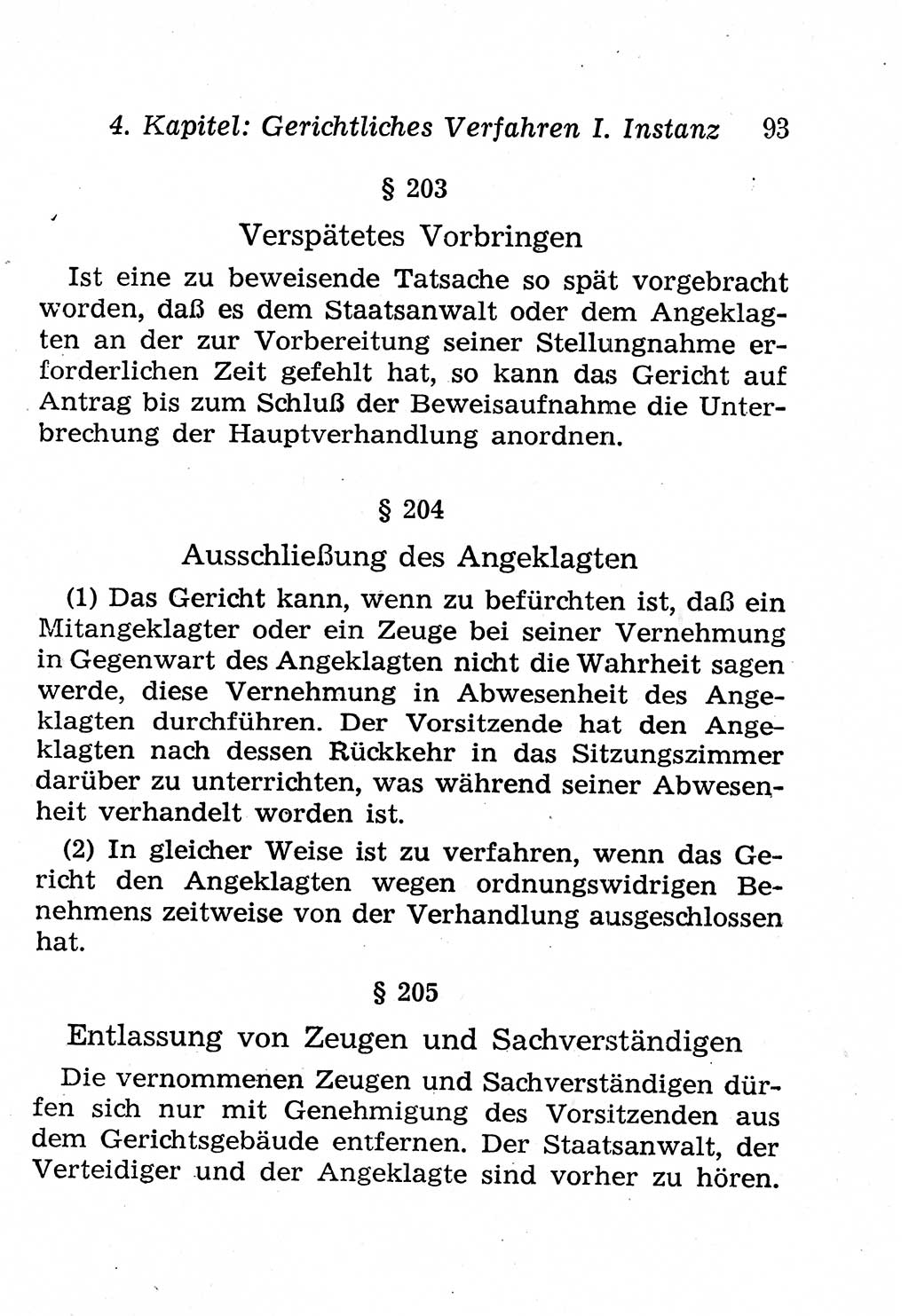 Strafprozeßordnung (StPO), Gerichtsverfassungsgesetz (GVG), Staatsanwaltsgesetz (StAG), Jugendgerichtsgesetz (JGG) und Strafregistergesetz (StRegG) [Deutsche Demokratische Republik (DDR)] 1958, Seite 93 (StPO GVG StAG JGG StRegG DDR 1958, S. 93)