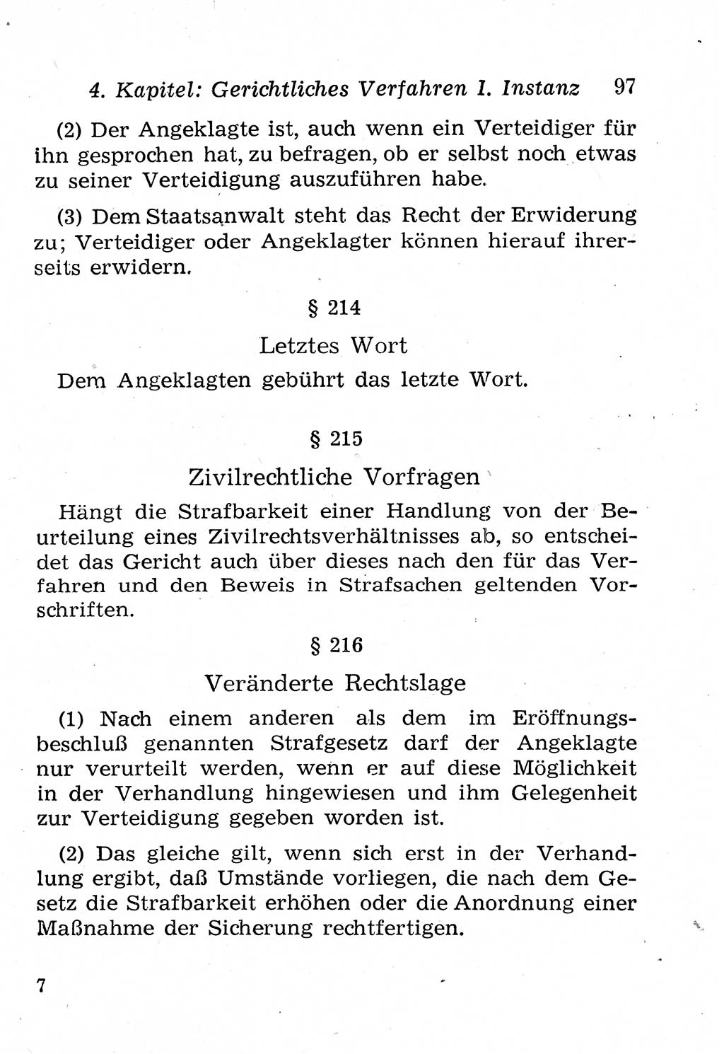 Strafprozeßordnung (StPO), Gerichtsverfassungsgesetz (GVG), Staatsanwaltsgesetz (StAG), Jugendgerichtsgesetz (JGG) und Strafregistergesetz (StRegG) [Deutsche Demokratische Republik (DDR)] 1958, Seite 97 (StPO GVG StAG JGG StRegG DDR 1958, S. 97)
