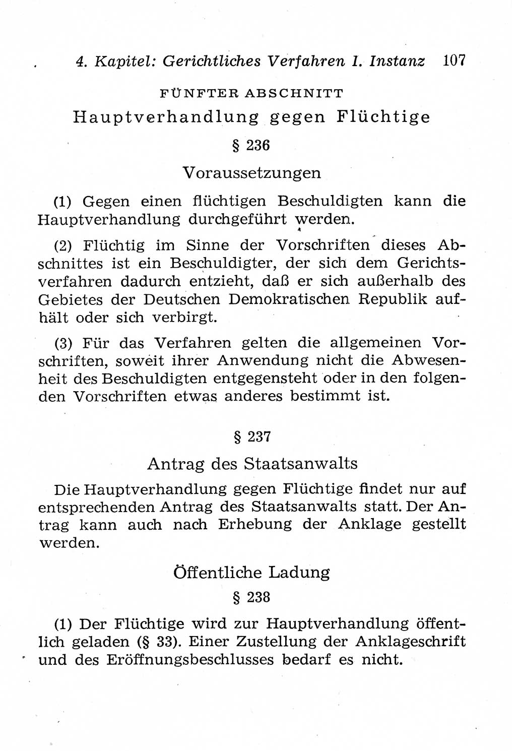 Strafprozeßordnung (StPO), Gerichtsverfassungsgesetz (GVG), Staatsanwaltsgesetz (StAG), Jugendgerichtsgesetz (JGG) und Strafregistergesetz (StRegG) [Deutsche Demokratische Republik (DDR)] 1958, Seite 107 (StPO GVG StAG JGG StRegG DDR 1958, S. 107)