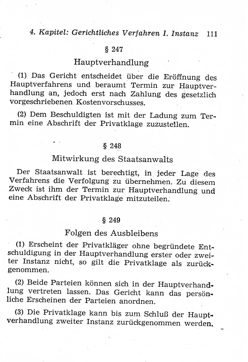 Strafprozeßordnung (StPO), Gerichtsverfassungsgesetz (GVG), Staatsanwaltsgesetz (StAG), Jugendgerichtsgesetz (JGG) und Strafregistergesetz (StRegG) [Deutsche Demokratische Republik (DDR)] 1958, Seite 111 (StPO GVG StAG JGG StRegG DDR 1958, S. 111)