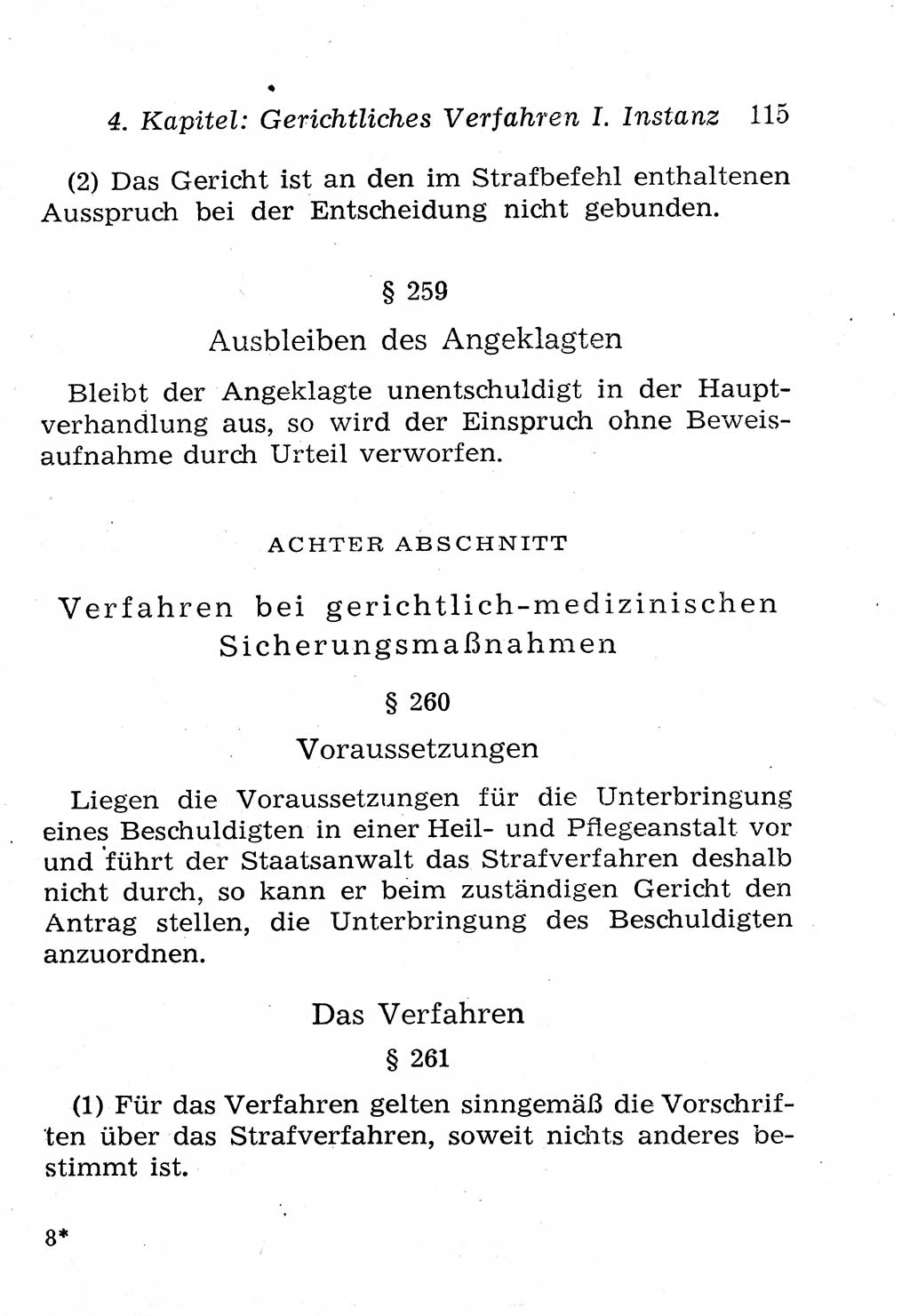 Strafprozeßordnung (StPO), Gerichtsverfassungsgesetz (GVG), Staatsanwaltsgesetz (StAG), Jugendgerichtsgesetz (JGG) und Strafregistergesetz (StRegG) [Deutsche Demokratische Republik (DDR)] 1958, Seite 115 (StPO GVG StAG JGG StRegG DDR 1958, S. 115)