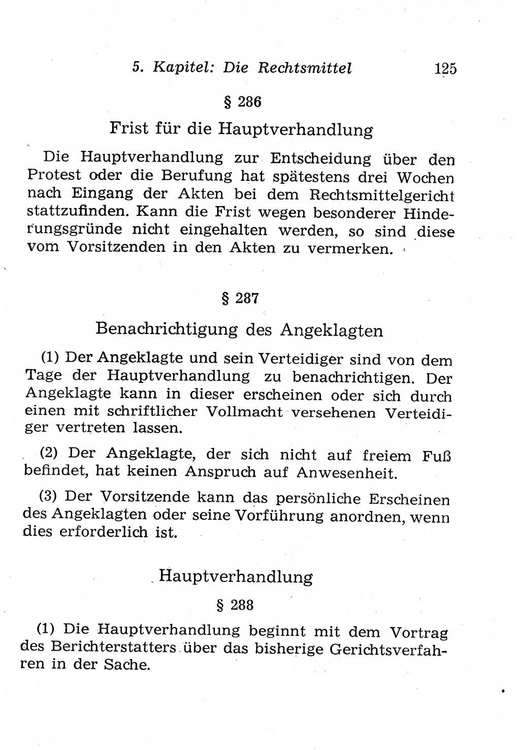 Strafprozeßordnung (StPO), Gerichtsverfassungsgesetz (GVG), Staatsanwaltsgesetz (StAG), Jugendgerichtsgesetz (JGG) und Strafregistergesetz (StRegG) [Deutsche Demokratische Republik (DDR)] 1958, Seite 125 (StPO GVG StAG JGG StRegG DDR 1958, S. 125)