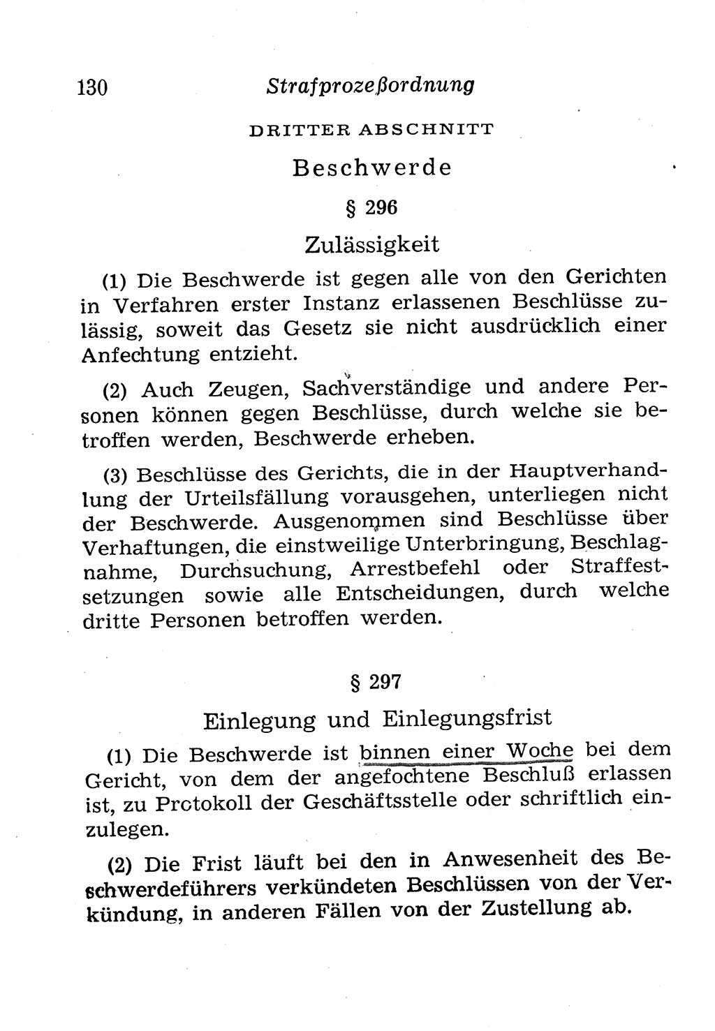 Strafprozeßordnung (StPO), Gerichtsverfassungsgesetz (GVG), Staatsanwaltsgesetz (StAG), Jugendgerichtsgesetz (JGG) und Strafregistergesetz (StRegG) [Deutsche Demokratische Republik (DDR)] 1958, Seite 130 (StPO GVG StAG JGG StRegG DDR 1958, S. 130)