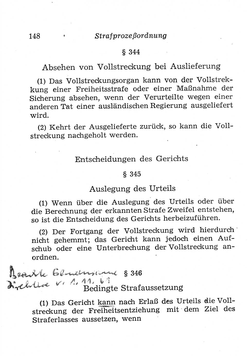 Strafprozeßordnung (StPO), Gerichtsverfassungsgesetz (GVG), Staatsanwaltsgesetz (StAG), Jugendgerichtsgesetz (JGG) und Strafregistergesetz (StRegG) [Deutsche Demokratische Republik (DDR)] 1958, Seite 148 (StPO GVG StAG JGG StRegG DDR 1958, S. 148)