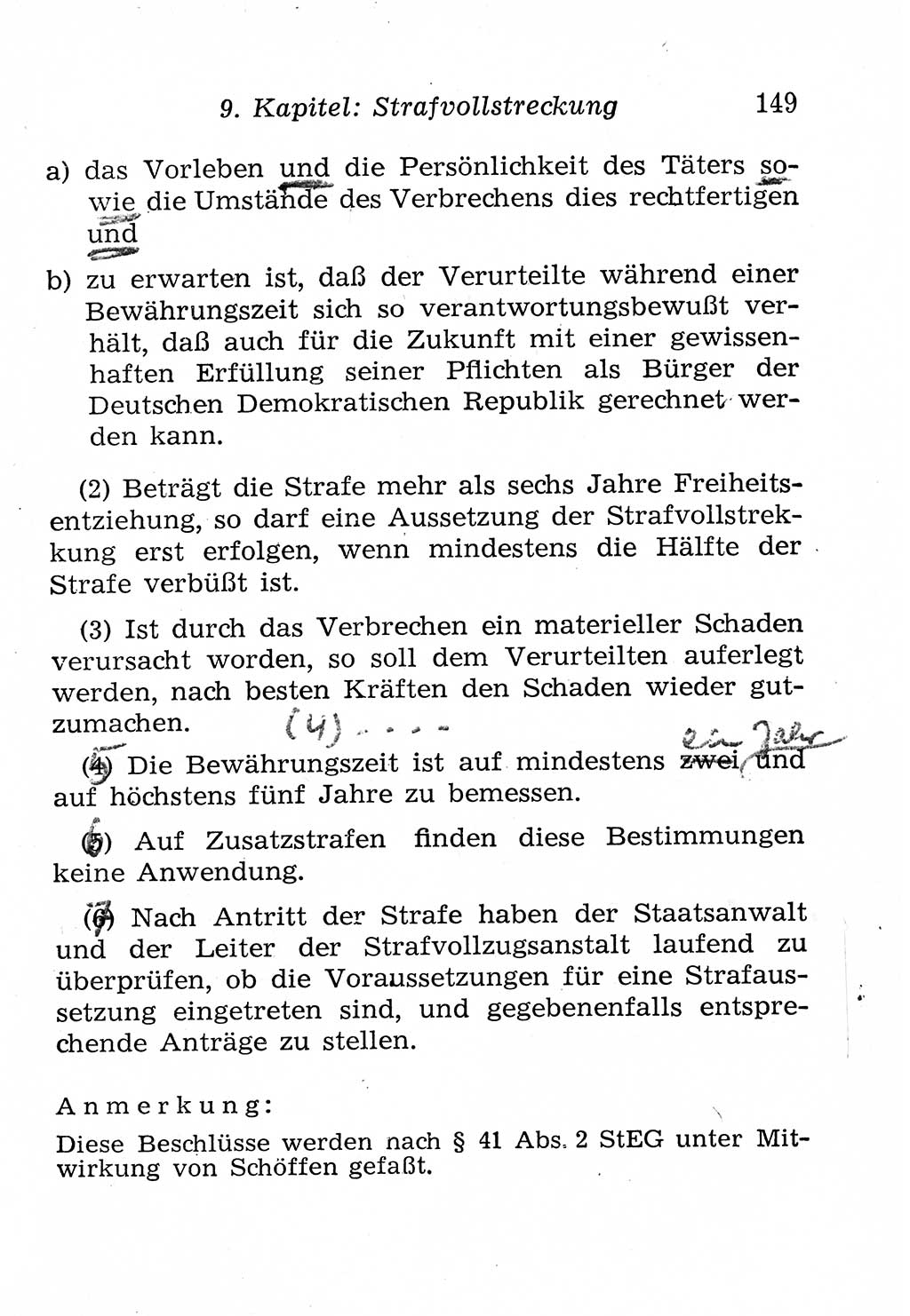 Strafprozeßordnung (StPO), Gerichtsverfassungsgesetz (GVG), Staatsanwaltsgesetz (StAG), Jugendgerichtsgesetz (JGG) und Strafregistergesetz (StRegG) [Deutsche Demokratische Republik (DDR)] 1958, Seite 149 (StPO GVG StAG JGG StRegG DDR 1958, S. 149)