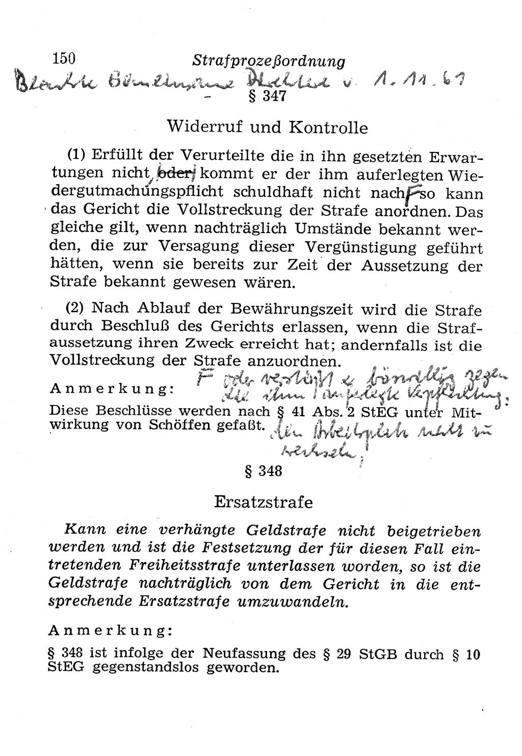 Strafprozeßordnung (StPO), Gerichtsverfassungsgesetz (GVG), Staatsanwaltsgesetz (StAG), Jugendgerichtsgesetz (JGG) und Strafregistergesetz (StRegG) [Deutsche Demokratische Republik (DDR)] 1958, Seite 150 (StPO GVG StAG JGG StRegG DDR 1958, S. 150)