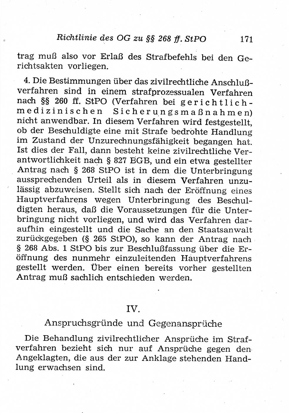 Strafprozeßordnung (StPO), Gerichtsverfassungsgesetz (GVG), Staatsanwaltsgesetz (StAG), Jugendgerichtsgesetz (JGG) und Strafregistergesetz (StRegG) [Deutsche Demokratische Republik (DDR)] 1958, Seite 171 (StPO GVG StAG JGG StRegG DDR 1958, S. 171)