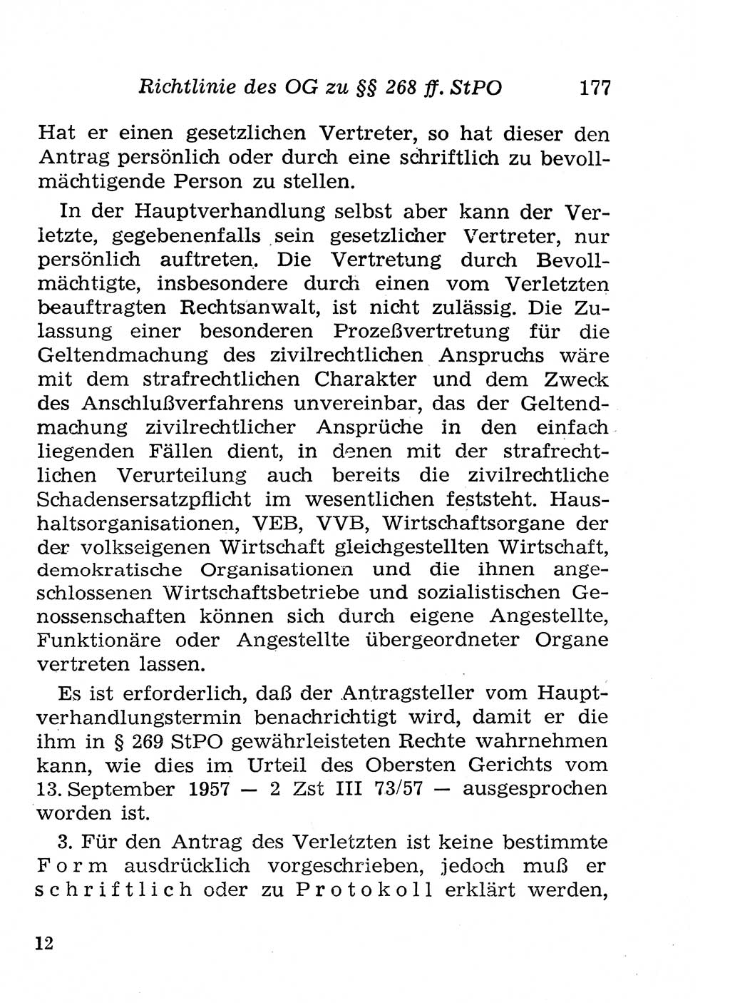 Strafprozeßordnung (StPO), Gerichtsverfassungsgesetz (GVG), Staatsanwaltsgesetz (StAG), Jugendgerichtsgesetz (JGG) und Strafregistergesetz (StRegG) [Deutsche Demokratische Republik (DDR)] 1958, Seite 177 (StPO GVG StAG JGG StRegG DDR 1958, S. 177)