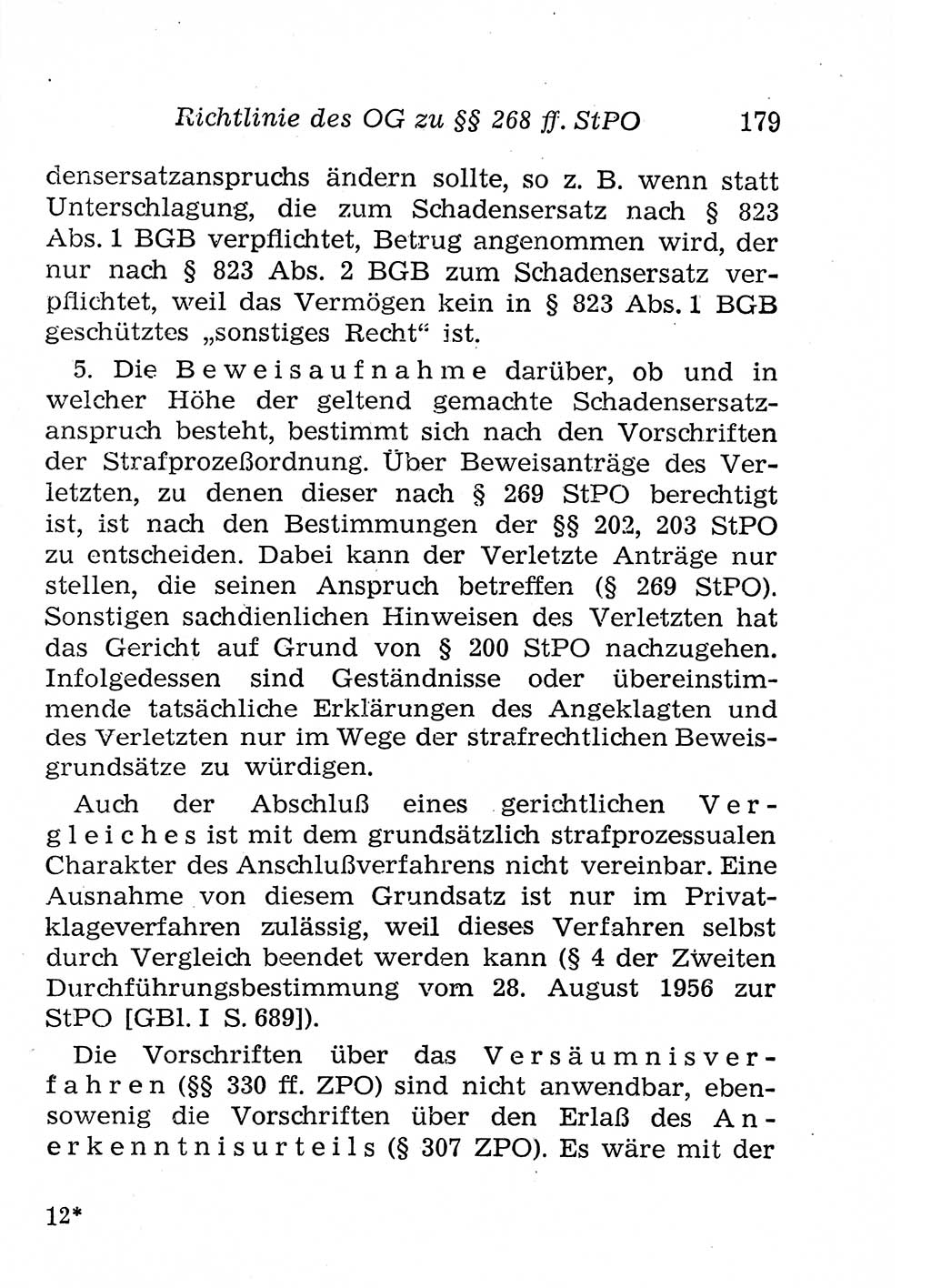 Strafprozeßordnung (StPO), Gerichtsverfassungsgesetz (GVG), Staatsanwaltsgesetz (StAG), Jugendgerichtsgesetz (JGG) und Strafregistergesetz (StRegG) [Deutsche Demokratische Republik (DDR)] 1958, Seite 179 (StPO GVG StAG JGG StRegG DDR 1958, S. 179)