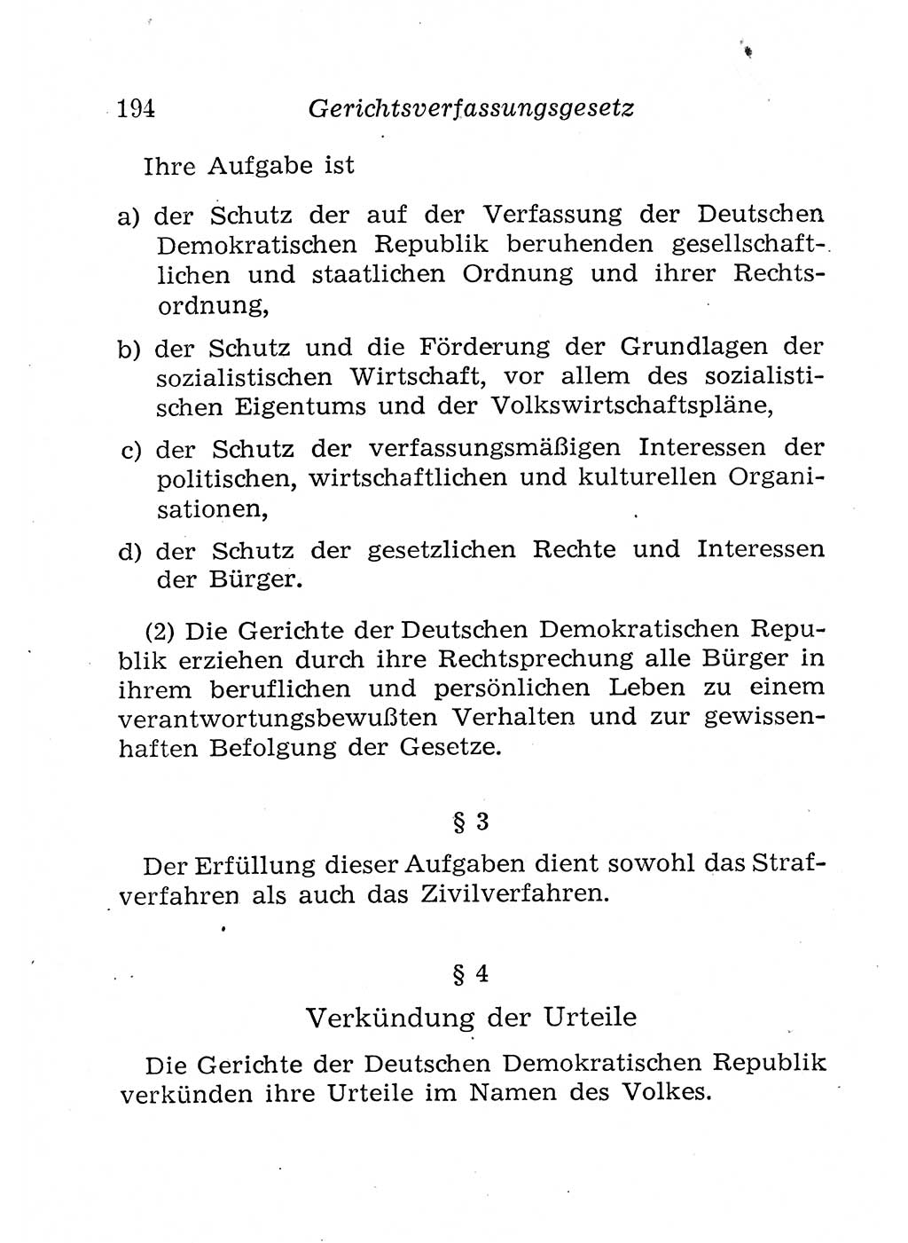 Strafprozeßordnung (StPO), Gerichtsverfassungsgesetz (GVG), Staatsanwaltsgesetz (StAG), Jugendgerichtsgesetz (JGG) und Strafregistergesetz (StRegG) [Deutsche Demokratische Republik (DDR)] 1958, Seite 194 (StPO GVG StAG JGG StRegG DDR 1958, S. 194)