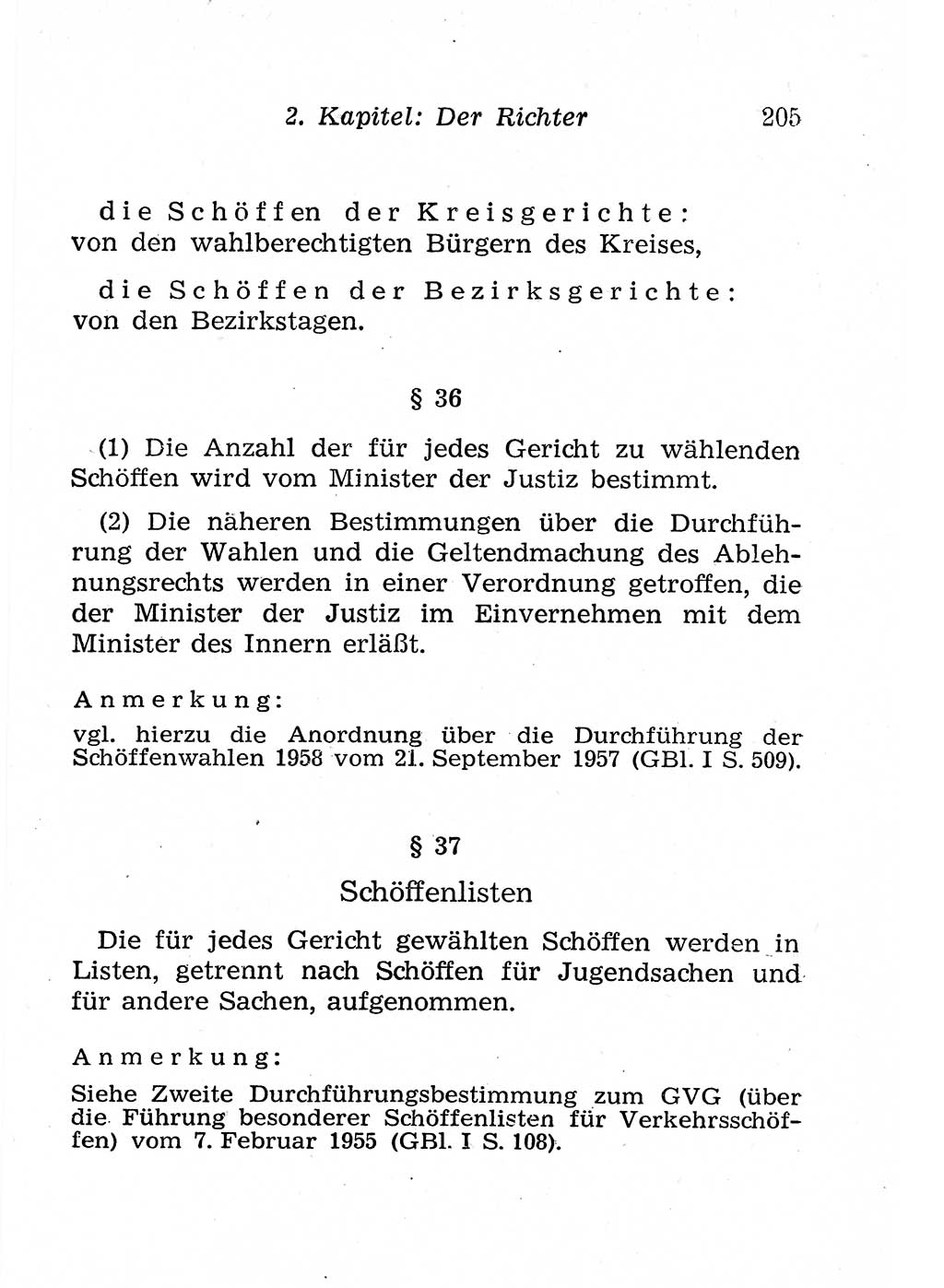 Strafprozeßordnung (StPO), Gerichtsverfassungsgesetz (GVG), Staatsanwaltsgesetz (StAG), Jugendgerichtsgesetz (JGG) und Strafregistergesetz (StRegG) [Deutsche Demokratische Republik (DDR)] 1958, Seite 205 (StPO GVG StAG JGG StRegG DDR 1958, S. 205)