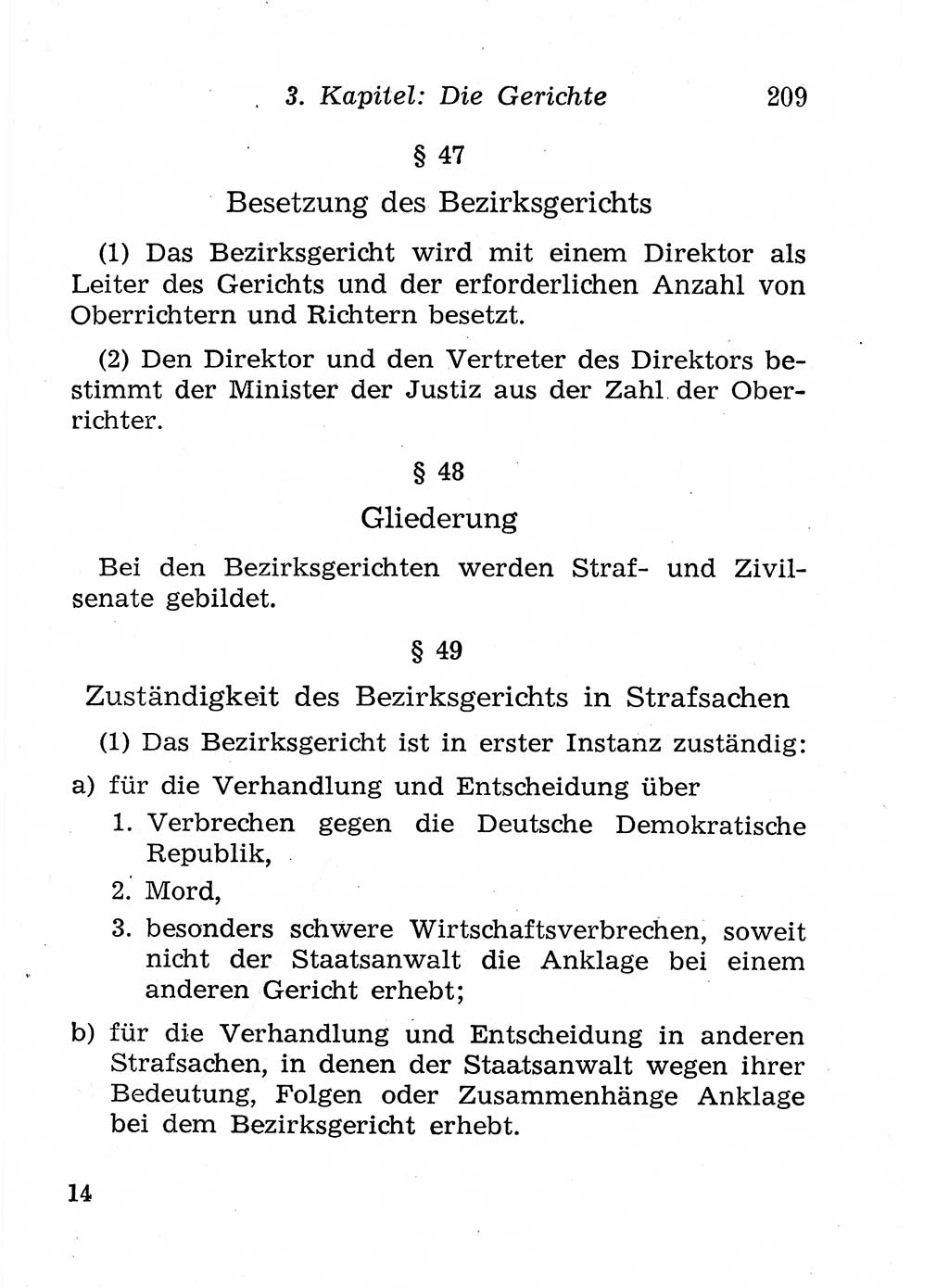 Strafprozeßordnung (StPO), Gerichtsverfassungsgesetz (GVG), Staatsanwaltsgesetz (StAG), Jugendgerichtsgesetz (JGG) und Strafregistergesetz (StRegG) [Deutsche Demokratische Republik (DDR)] 1958, Seite 209 (StPO GVG StAG JGG StRegG DDR 1958, S. 209)