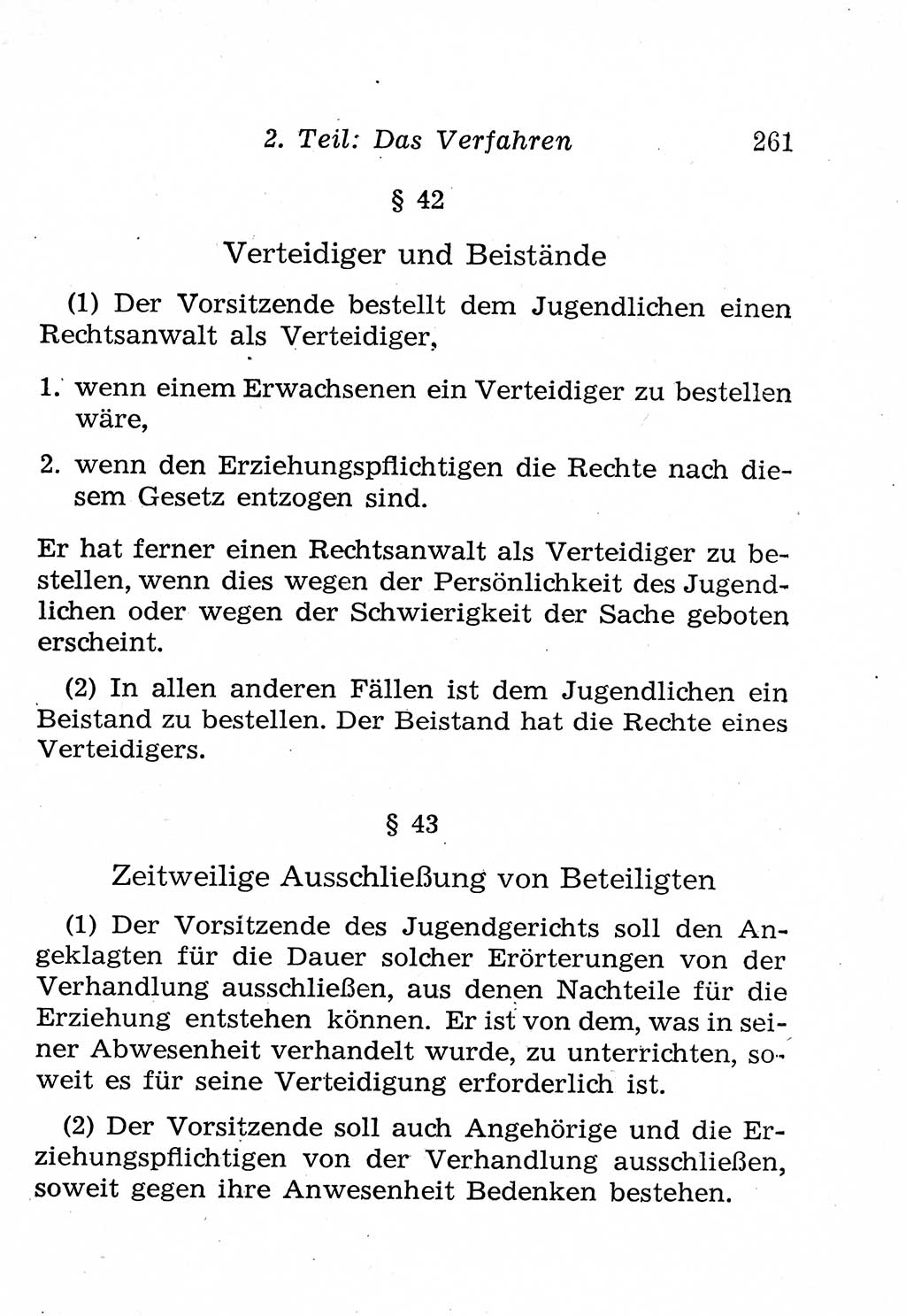 Strafprozeßordnung (StPO), Gerichtsverfassungsgesetz (GVG), Staatsanwaltsgesetz (StAG), Jugendgerichtsgesetz (JGG) und Strafregistergesetz (StRegG) [Deutsche Demokratische Republik (DDR)] 1958, Seite 261 (StPO GVG StAG JGG StRegG DDR 1958, S. 261)