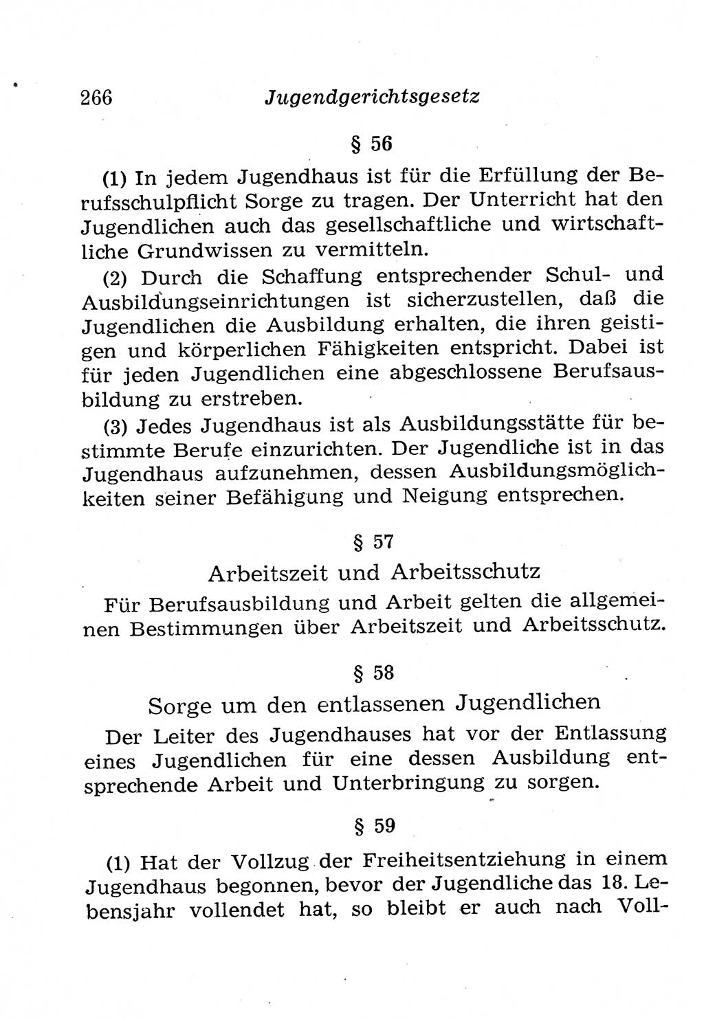 Strafprozeßordnung (StPO), Gerichtsverfassungsgesetz (GVG), Staatsanwaltsgesetz (StAG), Jugendgerichtsgesetz (JGG) und Strafregistergesetz (StRegG) [Deutsche Demokratische Republik (DDR)] 1958, Seite 266 (StPO GVG StAG JGG StRegG DDR 1958, S. 266)
