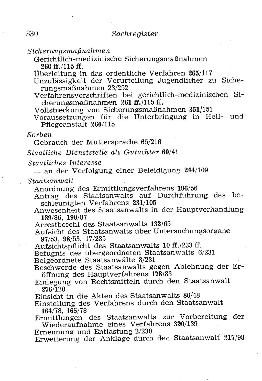 Strafprozeßordnung (StPO), Gerichtsverfassungsgesetz (GVG), Staatsanwaltsgesetz (StAG), Jugendgerichtsgesetz (JGG) und Strafregistergesetz (StRegG) [Deutsche Demokratische Republik (DDR)] 1958, Seite 330 (StPO GVG StAG JGG StRegG DDR 1958, S. 330)