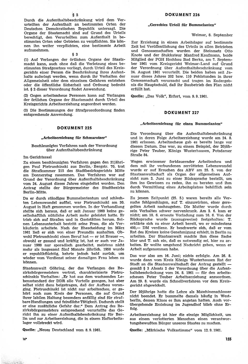 Unrecht als System, Dokumente über planmäßige Rechtsverletzungen in der Sowjetzone Deutschlands, zusammengestellt vom Untersuchungsausschuß Freiheitlicher Juristen (UFJ), Teil Ⅳ 1958-1961, herausgegeben vom Bundesministerium für gesamtdeutsche Fragen, Bonn und Berlin 1962, Seite 155 (Unr. Syst. 1958-1961, S. 155)