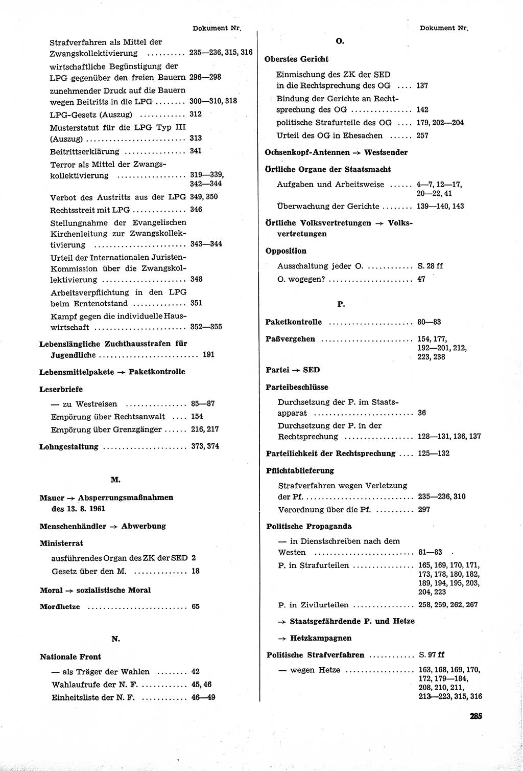 Unrecht als System, Dokumente über planmäßige Rechtsverletzungen in der Sowjetzone Deutschlands, zusammengestellt vom Untersuchungsausschuß Freiheitlicher Juristen (UFJ), Teil Ⅳ 1958-1961, herausgegeben vom Bundesministerium für gesamtdeutsche Fragen, Bonn und Berlin 1962, Seite 285 (Unr. Syst. 1958-1961, S. 285)