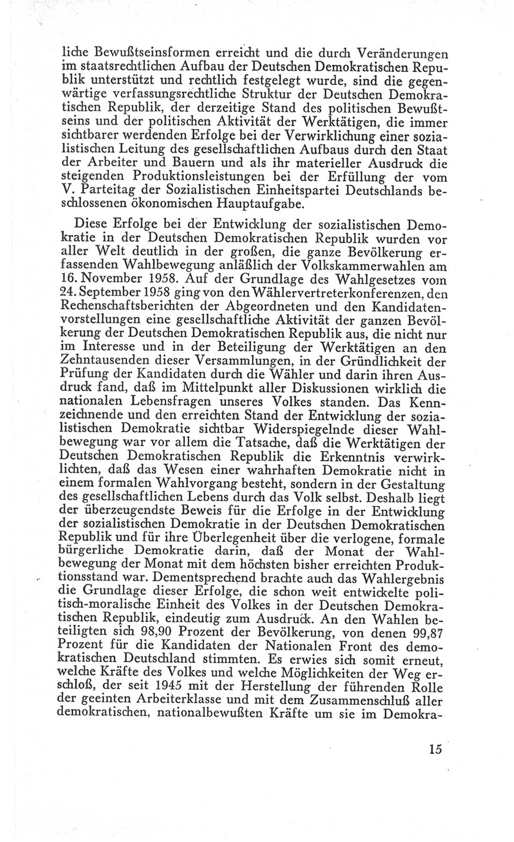 Handbuch der Volkskammer (VK) der Deutschen Demokratischen Republik (DDR), 3. Wahlperiode 1958-1963, Seite 15 (Hdb. VK. DDR 3. WP. 1958-1963, S. 15)