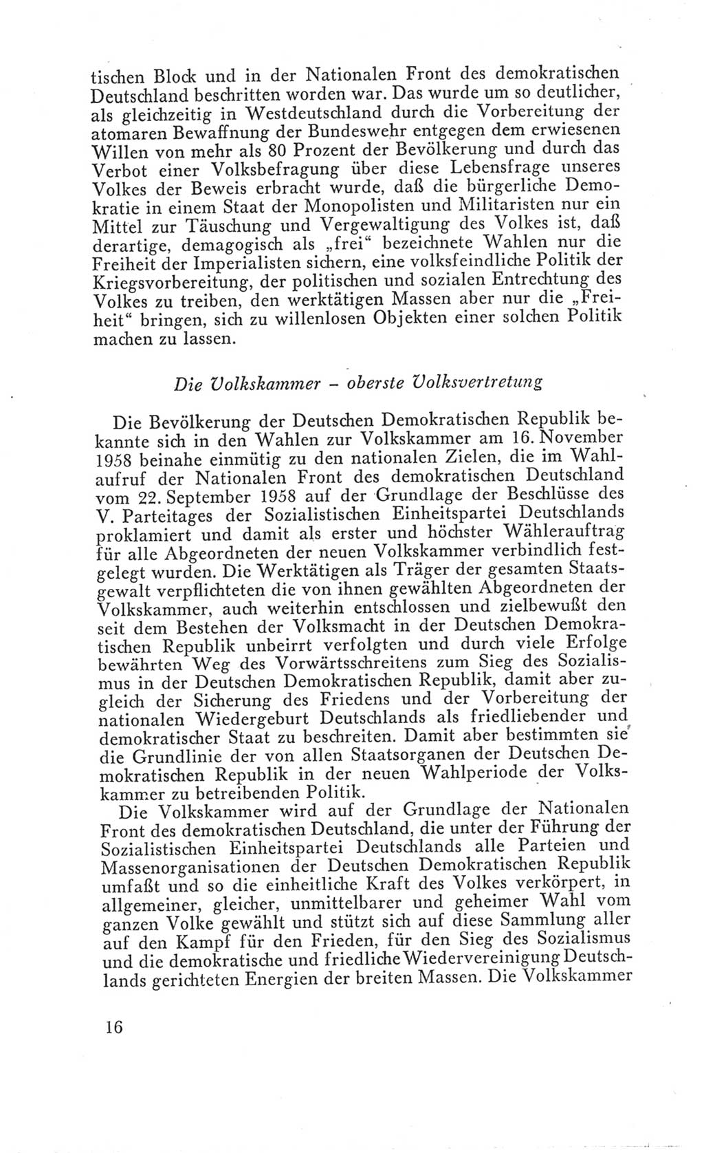 Handbuch der Volkskammer (VK) der Deutschen Demokratischen Republik (DDR), 3. Wahlperiode 1958-1963, Seite 16 (Hdb. VK. DDR 3. WP. 1958-1963, S. 16)