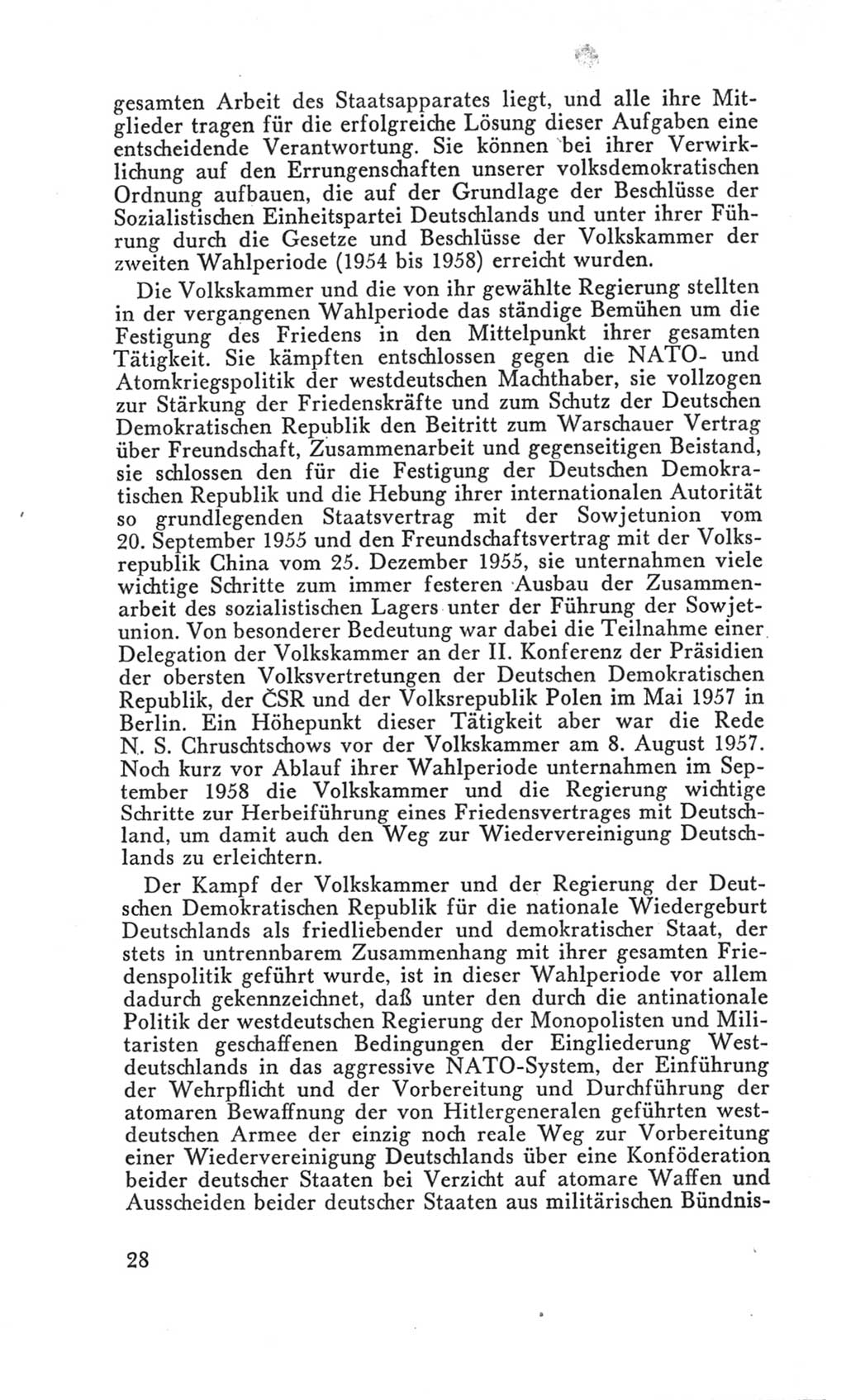 Handbuch der Volkskammer (VK) der Deutschen Demokratischen Republik (DDR), 3. Wahlperiode 1958-1963, Seite 28 (Hdb. VK. DDR 3. WP. 1958-1963, S. 28)