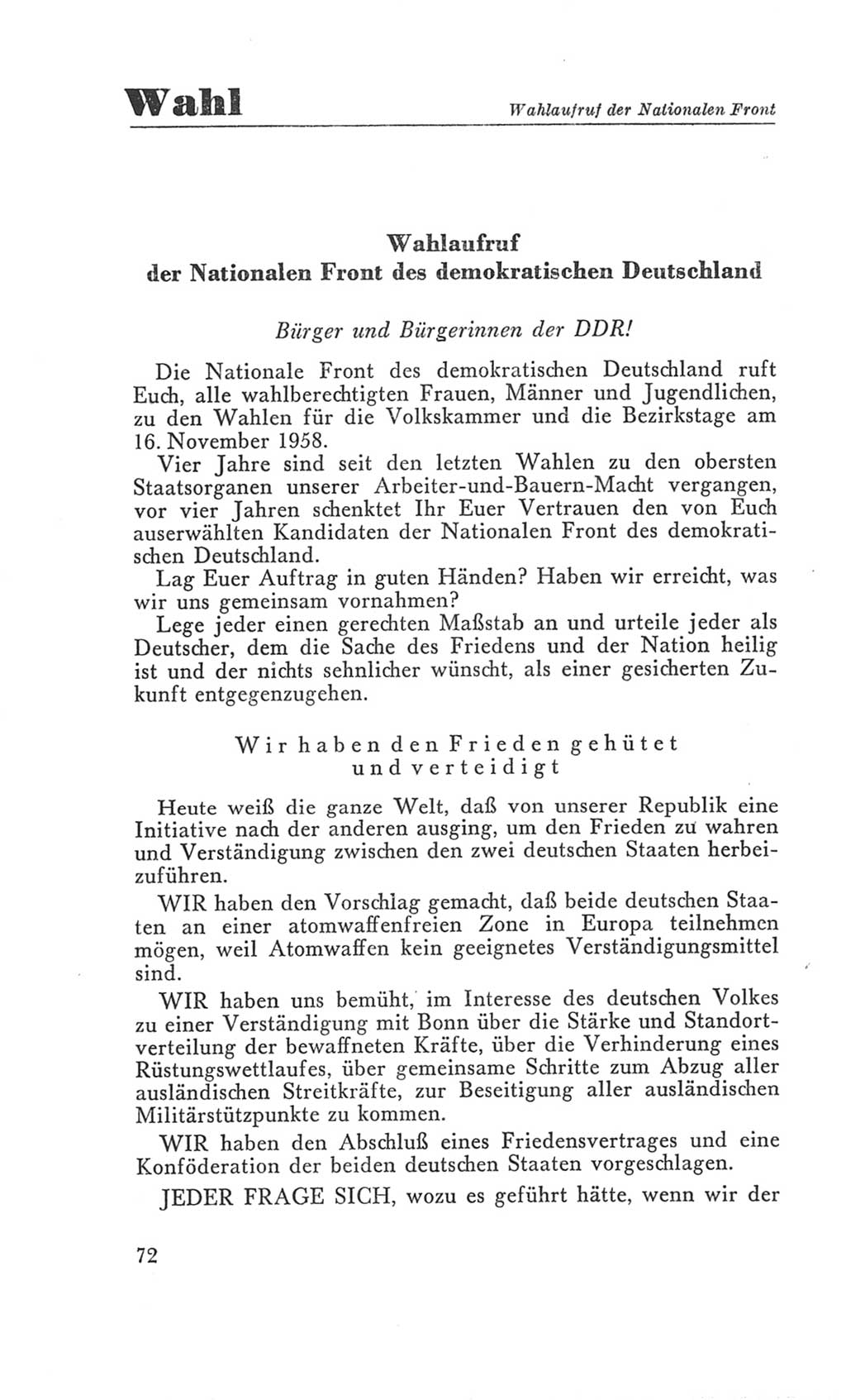 Handbuch der Volkskammer (VK) der Deutschen Demokratischen Republik (DDR), 3. Wahlperiode 1958-1963, Seite 72 (Hdb. VK. DDR 3. WP. 1958-1963, S. 72)
