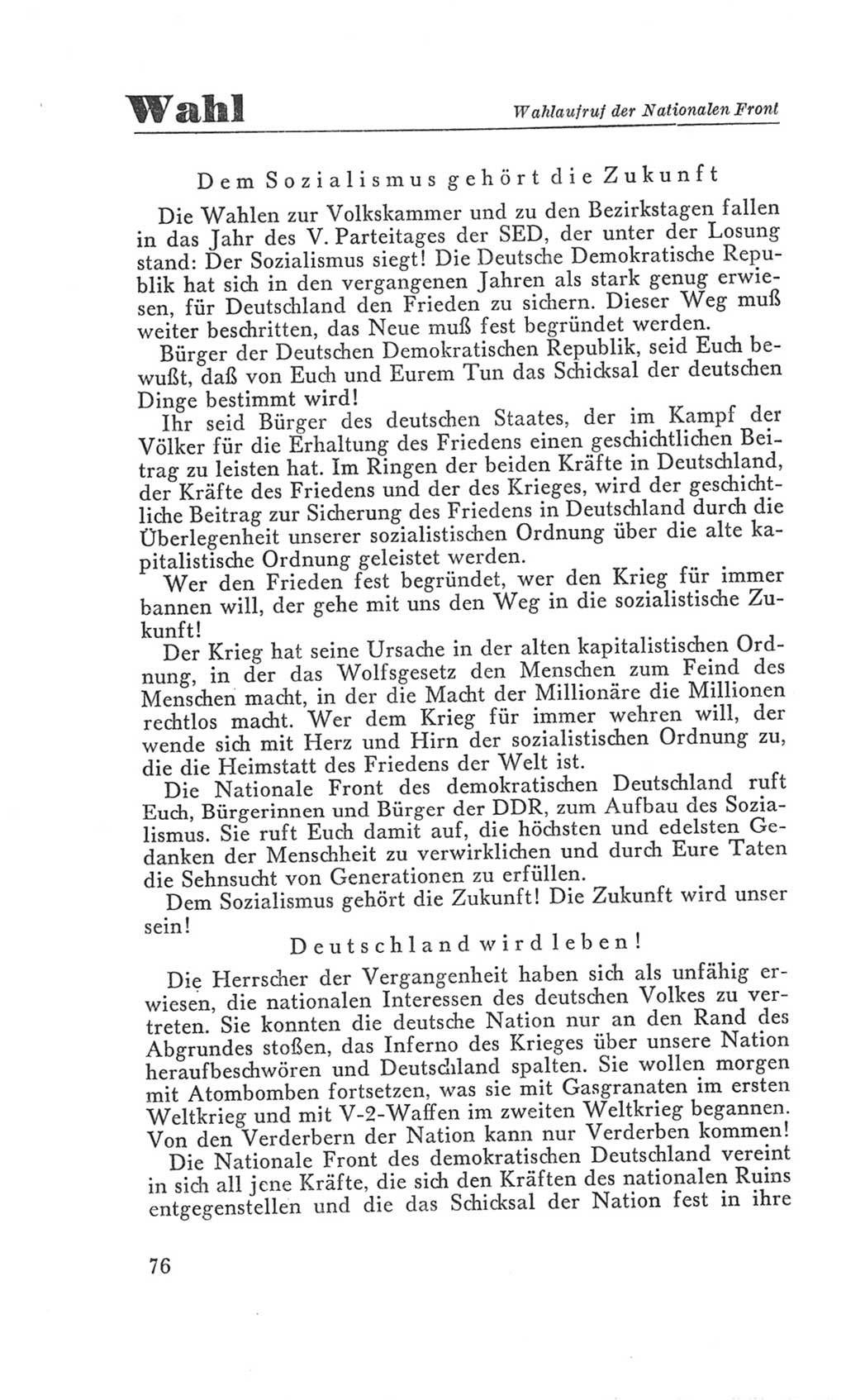 Handbuch der Volkskammer (VK) der Deutschen Demokratischen Republik (DDR), 3. Wahlperiode 1958-1963, Seite 76 (Hdb. VK. DDR 3. WP. 1958-1963, S. 76)