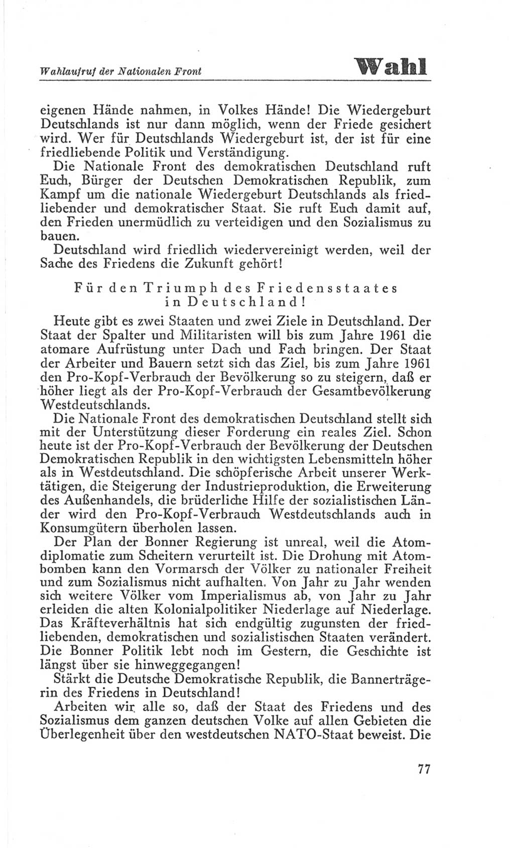 Handbuch der Volkskammer (VK) der Deutschen Demokratischen Republik (DDR), 3. Wahlperiode 1958-1963, Seite 77 (Hdb. VK. DDR 3. WP. 1958-1963, S. 77)