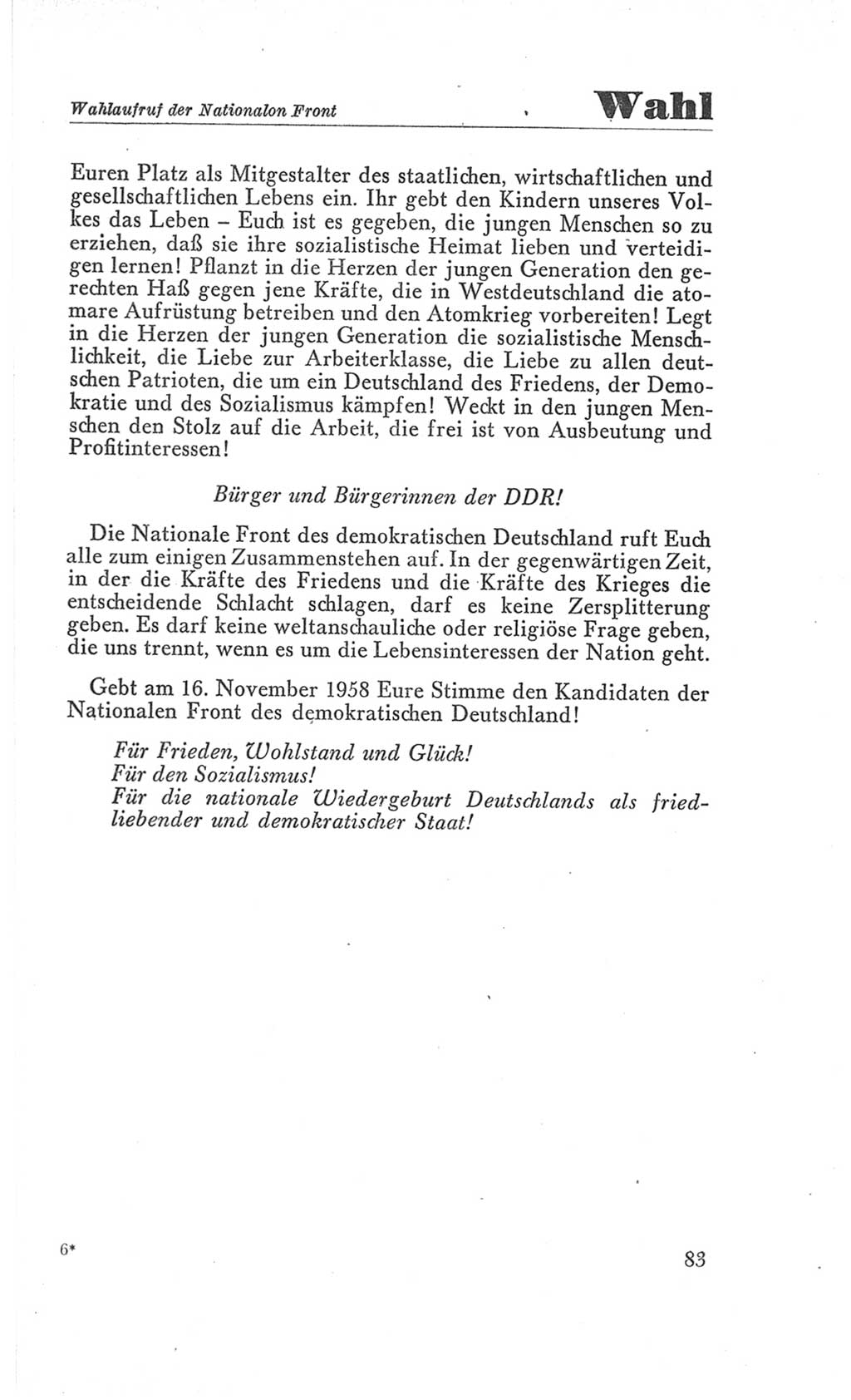 Handbuch der Volkskammer (VK) der Deutschen Demokratischen Republik (DDR), 3. Wahlperiode 1958-1963, Seite 83 (Hdb. VK. DDR 3. WP. 1958-1963, S. 83)