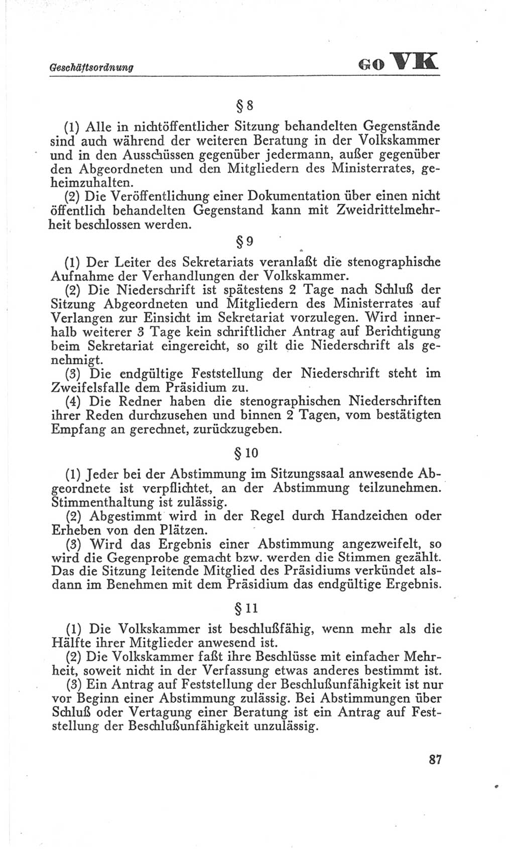 Handbuch der Volkskammer (VK) der Deutschen Demokratischen Republik (DDR), 3. Wahlperiode 1958-1963, Seite 87 (Hdb. VK. DDR 3. WP. 1958-1963, S. 87)