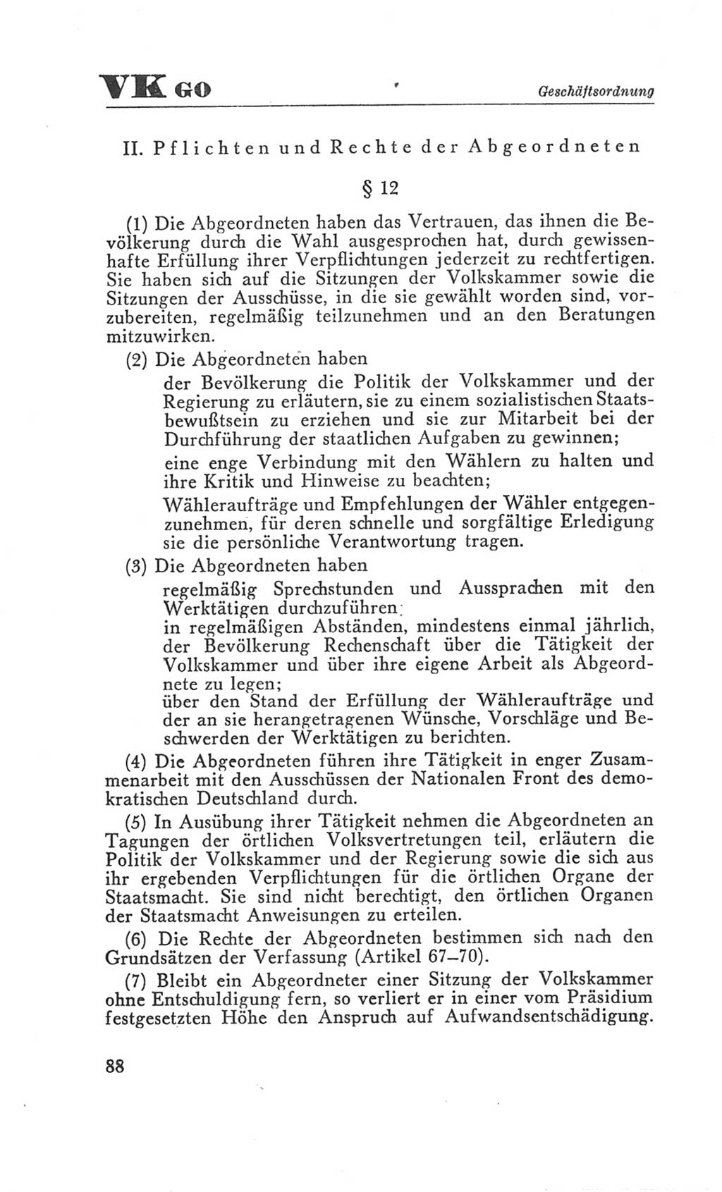 Handbuch der Volkskammer (VK) der Deutschen Demokratischen Republik (DDR), 3. Wahlperiode 1958-1963, Seite 88 (Hdb. VK. DDR 3. WP. 1958-1963, S. 88)