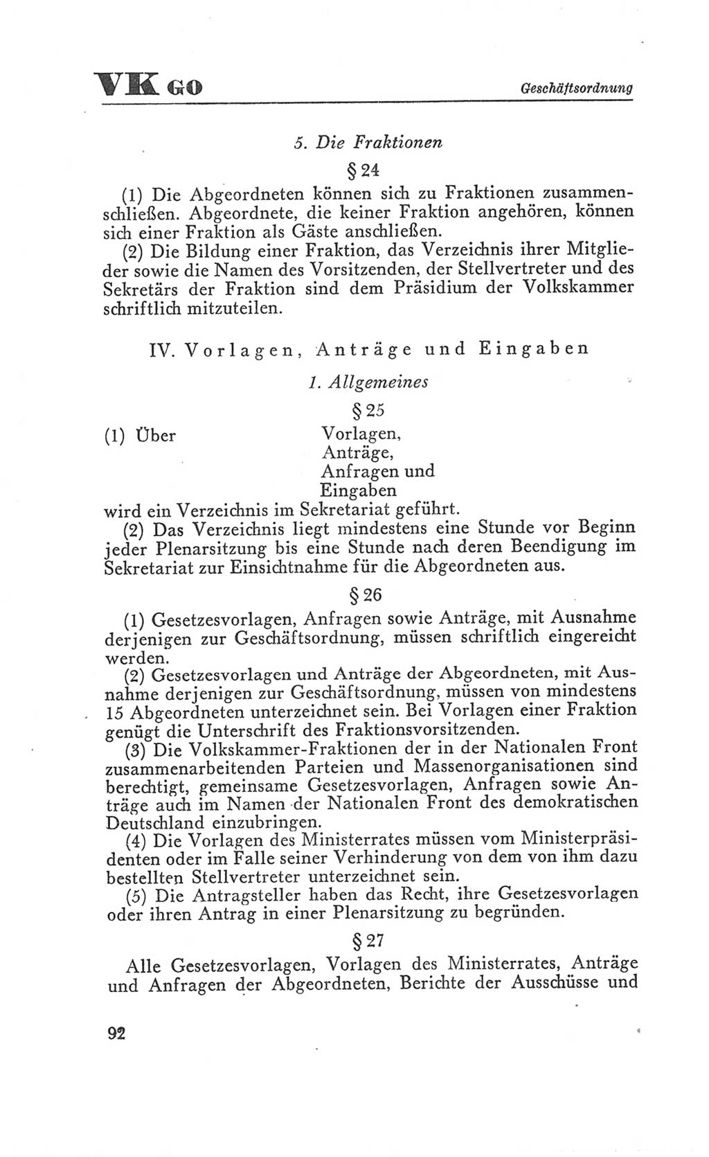 Handbuch der Volkskammer (VK) der Deutschen Demokratischen Republik (DDR), 3. Wahlperiode 1958-1963, Seite 92 (Hdb. VK. DDR 3. WP. 1958-1963, S. 92)