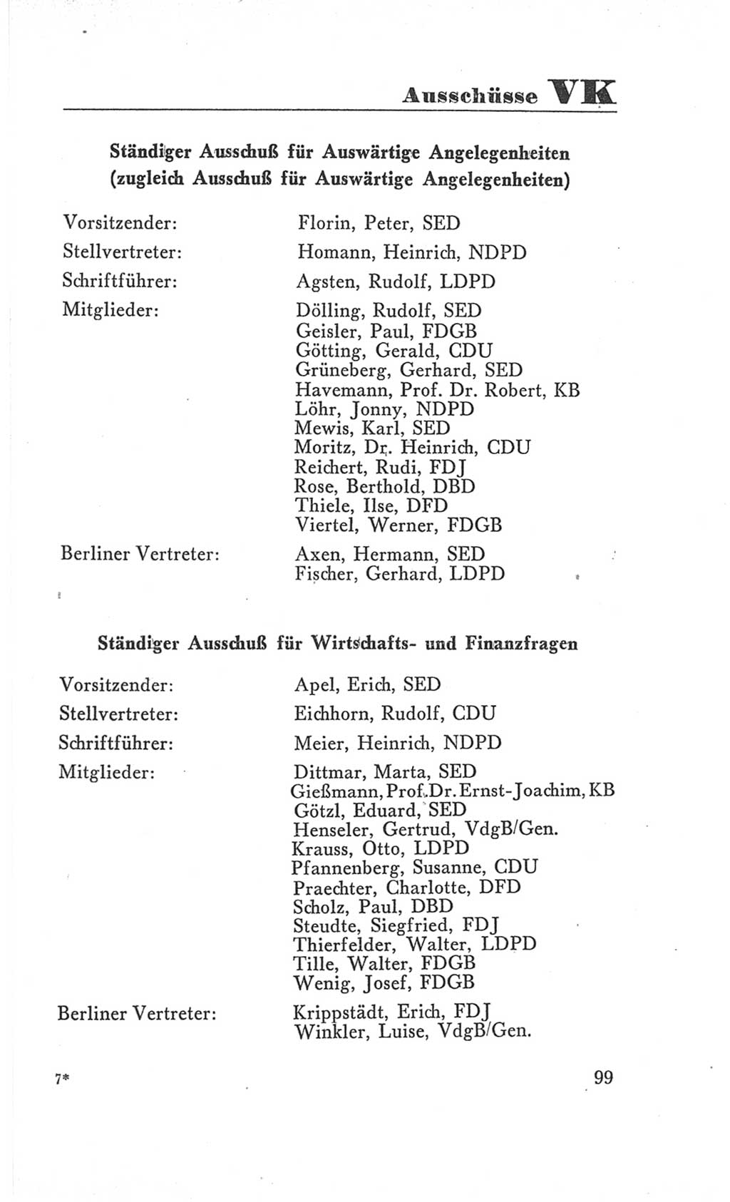 Handbuch der Volkskammer (VK) der Deutschen Demokratischen Republik (DDR), 3. Wahlperiode 1958-1963, Seite 99 (Hdb. VK. DDR 3. WP. 1958-1963, S. 99)