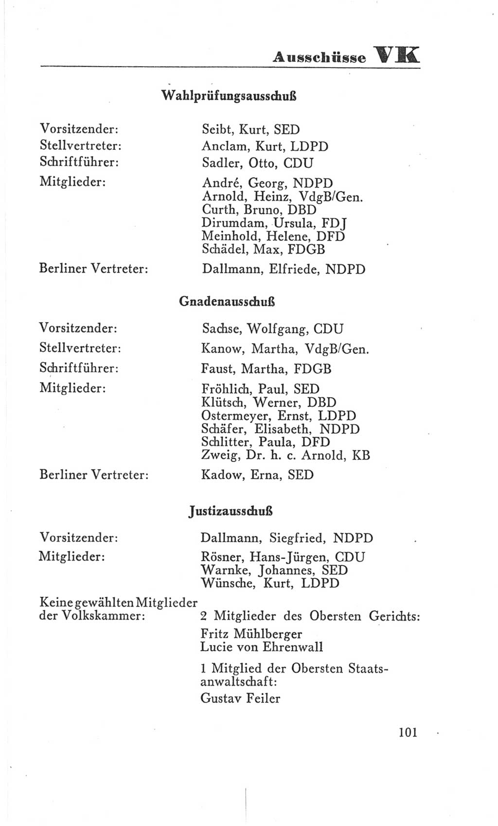 Handbuch der Volkskammer (VK) der Deutschen Demokratischen Republik (DDR), 3. Wahlperiode 1958-1963, Seite 101 (Hdb. VK. DDR 3. WP. 1958-1963, S. 101)