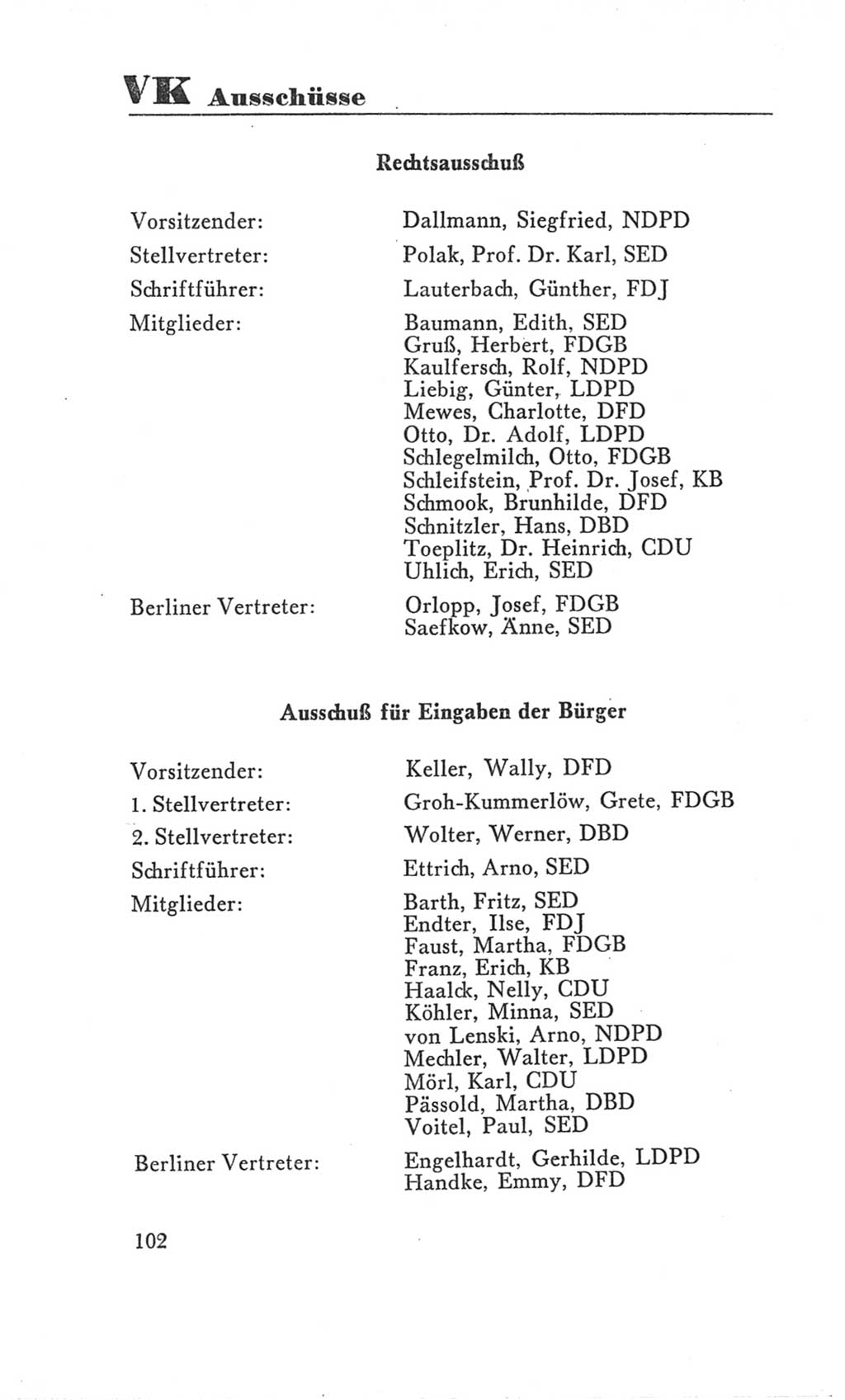 Handbuch der Volkskammer (VK) der Deutschen Demokratischen Republik (DDR), 3. Wahlperiode 1958-1963, Seite 102 (Hdb. VK. DDR 3. WP. 1958-1963, S. 102)