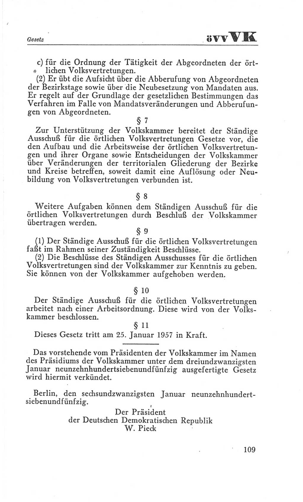 Handbuch der Volkskammer (VK) der Deutschen Demokratischen Republik (DDR), 3. Wahlperiode 1958-1963, Seite 109 (Hdb. VK. DDR 3. WP. 1958-1963, S. 109)