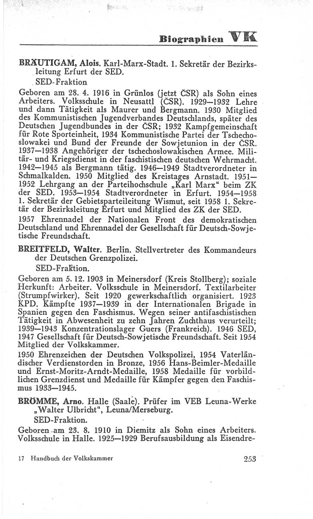 Handbuch der Volkskammer (VK) der Deutschen Demokratischen Republik (DDR), 3. Wahlperiode 1958-1963, Seite 253 (Hdb. VK. DDR 3. WP. 1958-1963, S. 253)