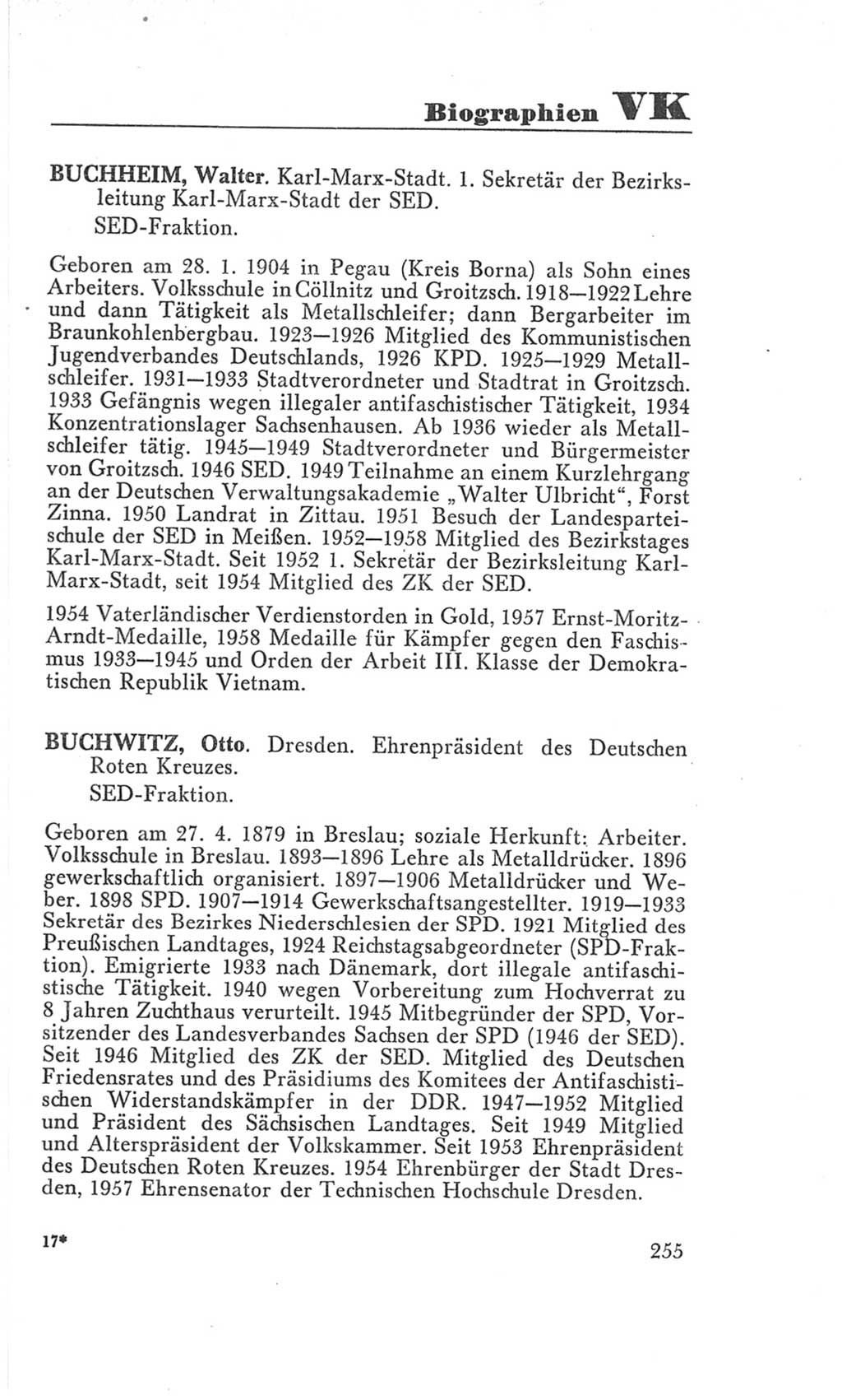 Handbuch der Volkskammer (VK) der Deutschen Demokratischen Republik (DDR), 3. Wahlperiode 1958-1963, Seite 255 (Hdb. VK. DDR 3. WP. 1958-1963, S. 255)