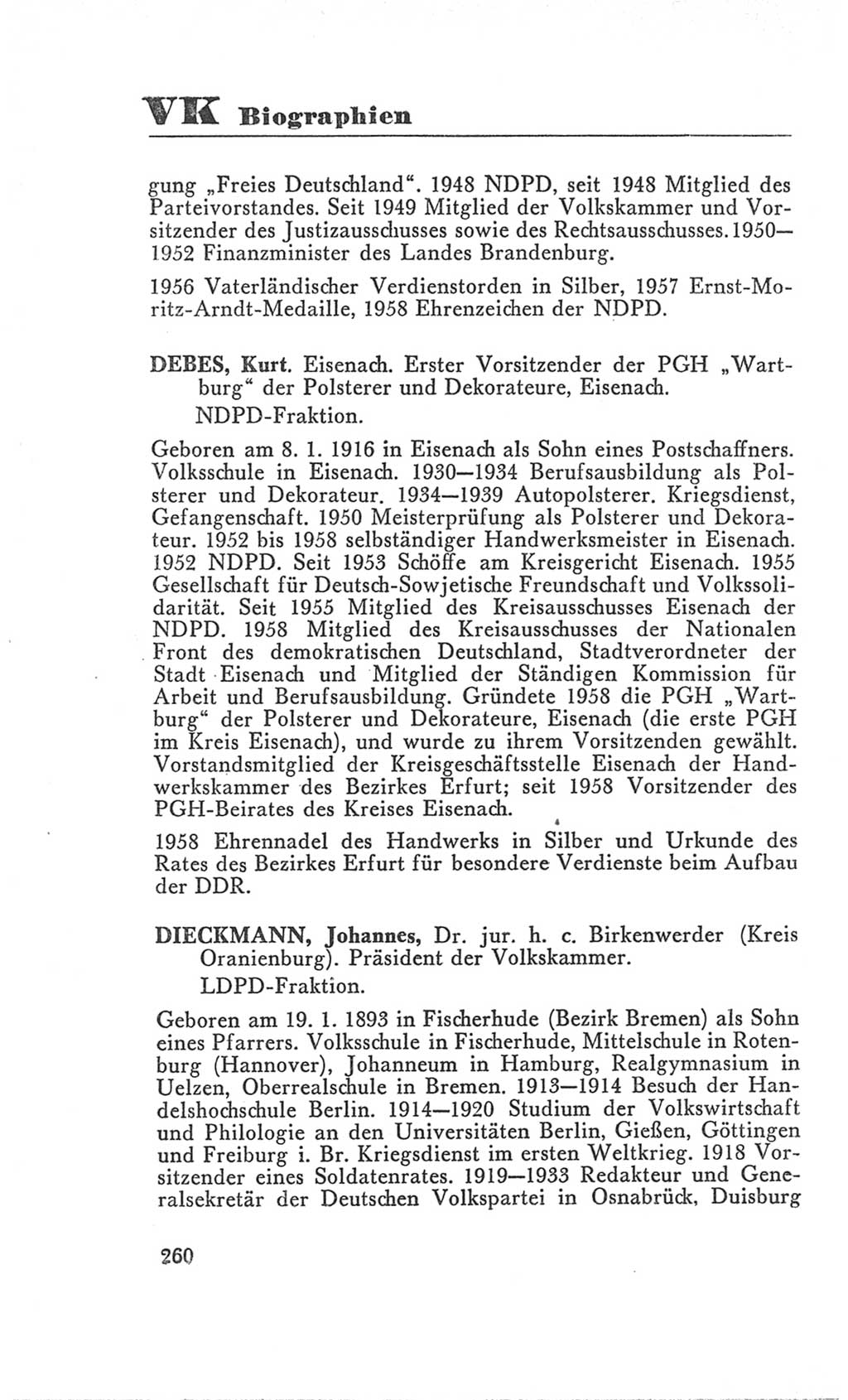 Handbuch der Volkskammer (VK) der Deutschen Demokratischen Republik (DDR), 3. Wahlperiode 1958-1963, Seite 260 (Hdb. VK. DDR 3. WP. 1958-1963, S. 260)