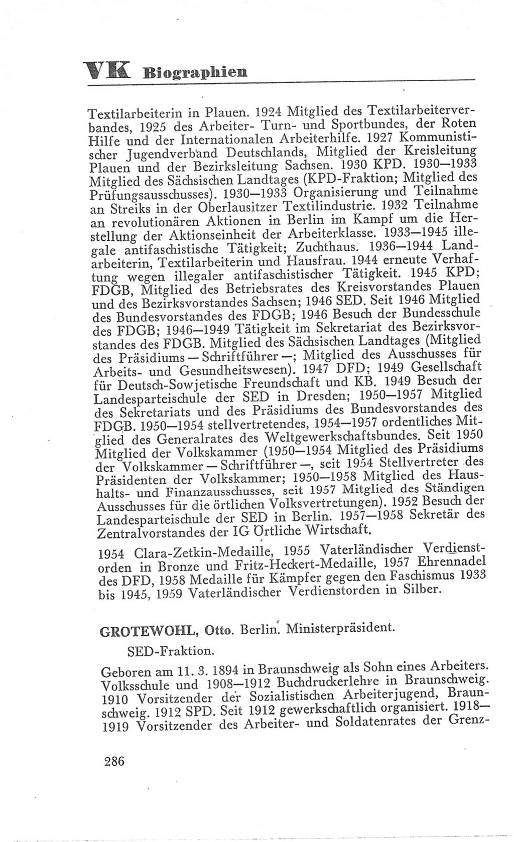 Handbuch der Volkskammer (VK) der Deutschen Demokratischen Republik (DDR), 3. Wahlperiode 1958-1963, Seite 286 (Hdb. VK. DDR 3. WP. 1958-1963, S. 286)