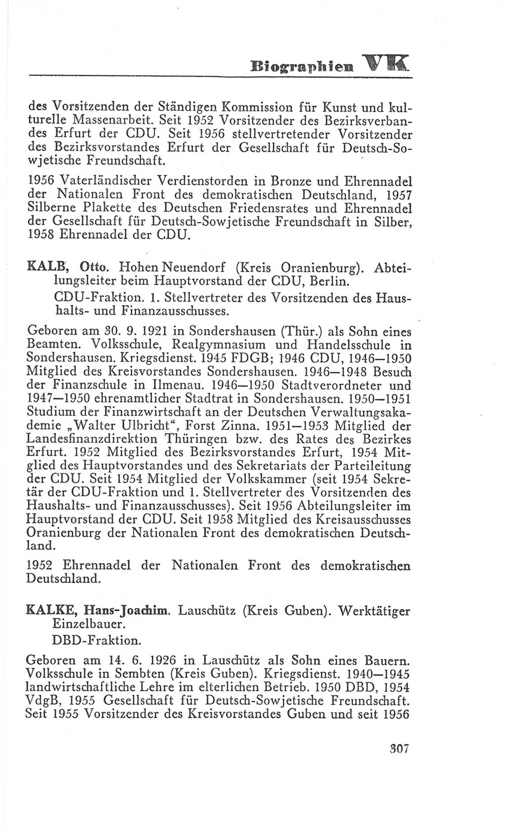 Handbuch der Volkskammer (VK) der Deutschen Demokratischen Republik (DDR), 3. Wahlperiode 1958-1963, Seite 307 (Hdb. VK. DDR 3. WP. 1958-1963, S. 307)