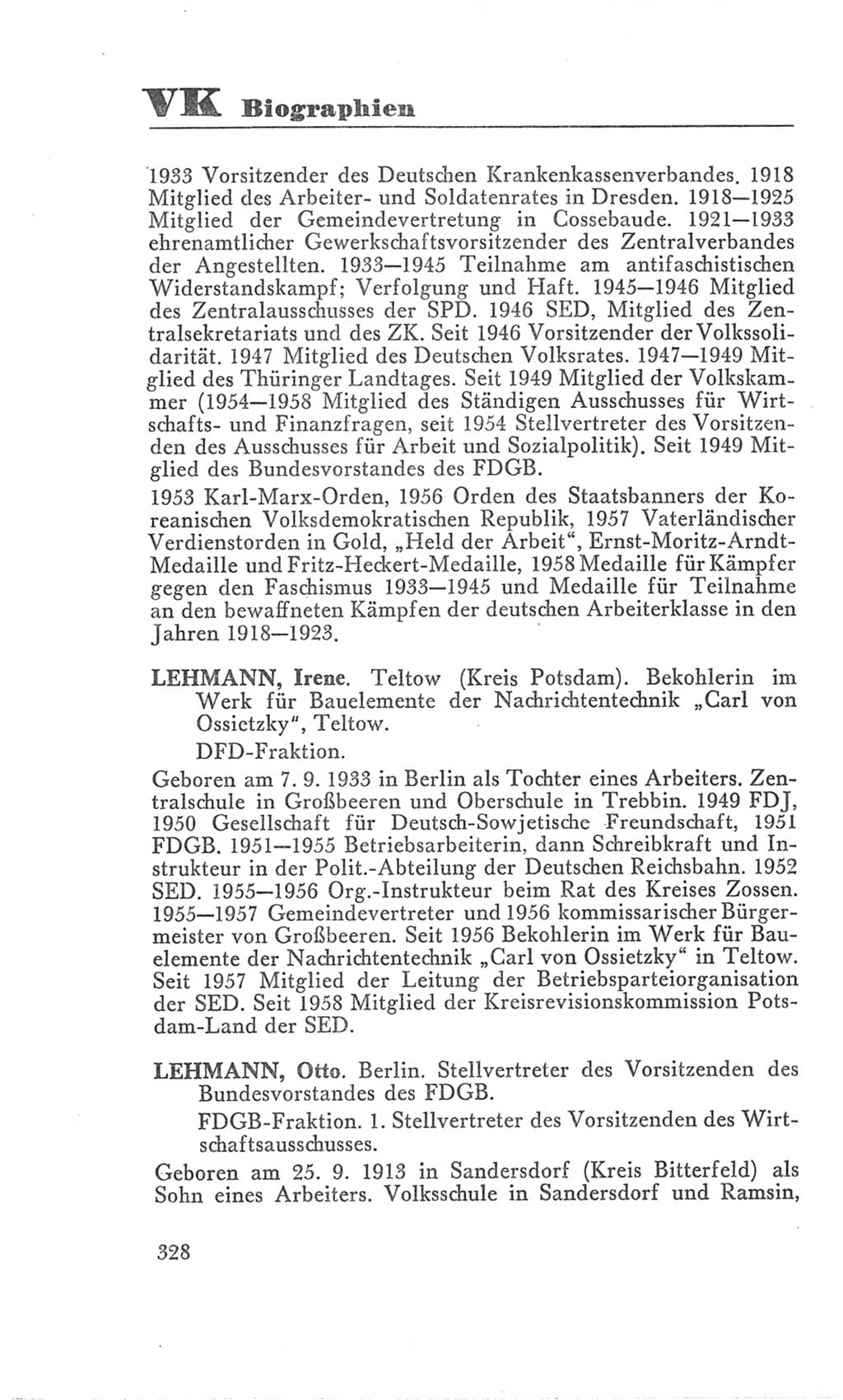 Handbuch der Volkskammer (VK) der Deutschen Demokratischen Republik (DDR), 3. Wahlperiode 1958-1963, Seite 328 (Hdb. VK. DDR 3. WP. 1958-1963, S. 328)