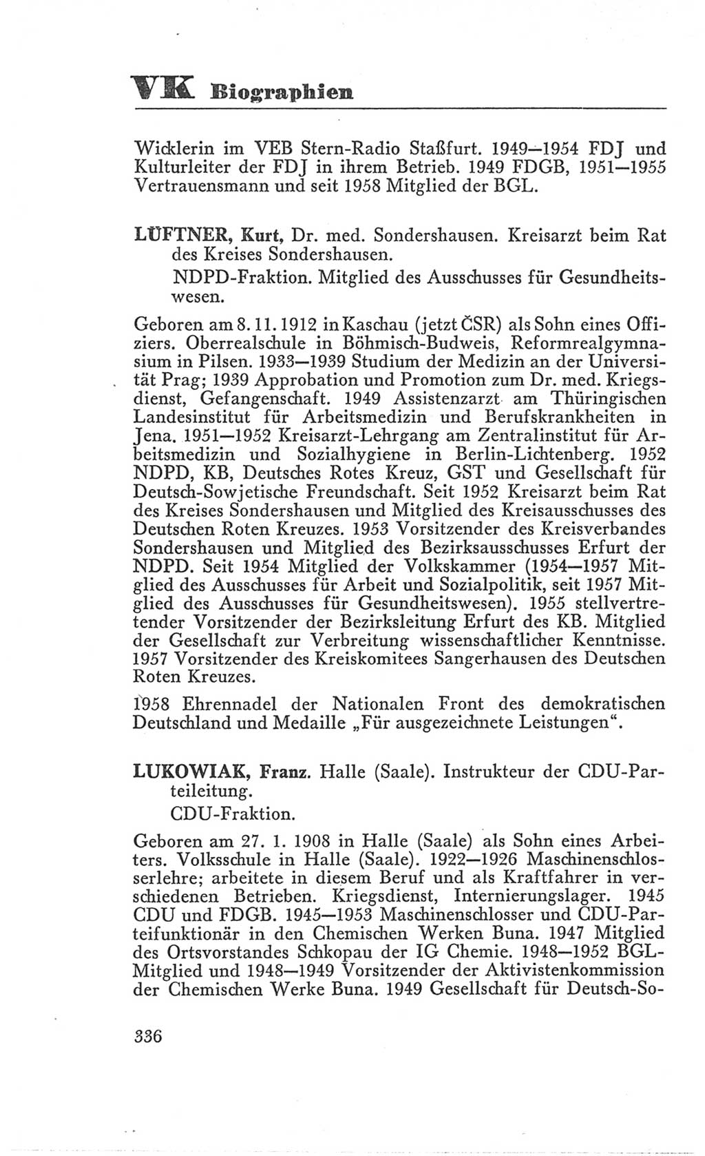 Handbuch der Volkskammer (VK) der Deutschen Demokratischen Republik (DDR), 3. Wahlperiode 1958-1963, Seite 336 (Hdb. VK. DDR 3. WP. 1958-1963, S. 336)