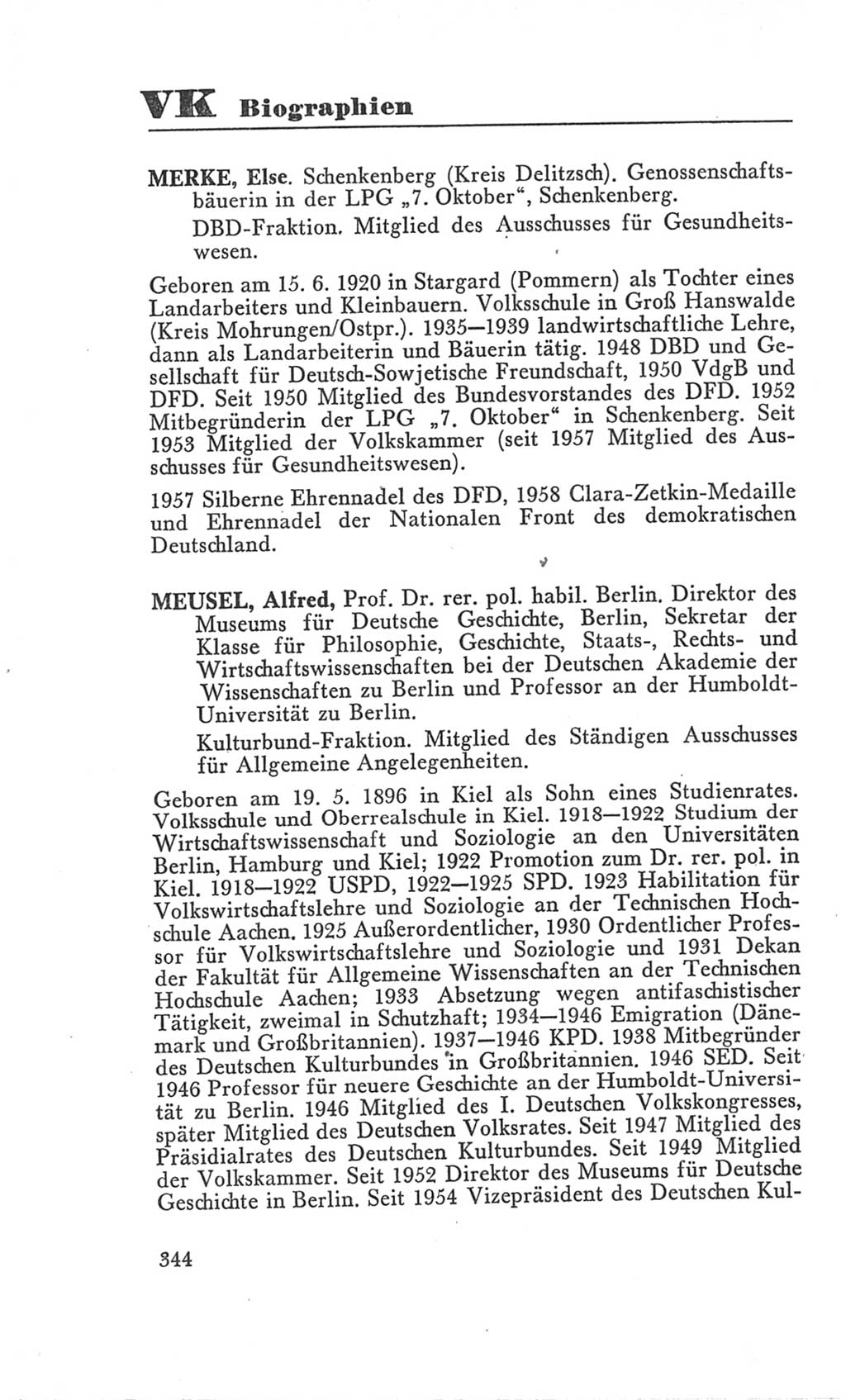 Handbuch der Volkskammer (VK) der Deutschen Demokratischen Republik (DDR), 3. Wahlperiode 1958-1963, Seite 344 (Hdb. VK. DDR 3. WP. 1958-1963, S. 344)