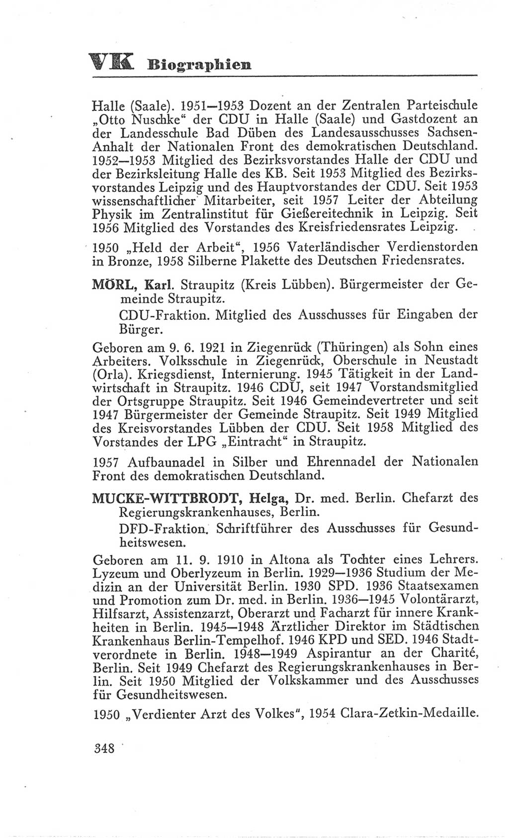 Handbuch der Volkskammer (VK) der Deutschen Demokratischen Republik (DDR), 3. Wahlperiode 1958-1963, Seite 348 (Hdb. VK. DDR 3. WP. 1958-1963, S. 348)