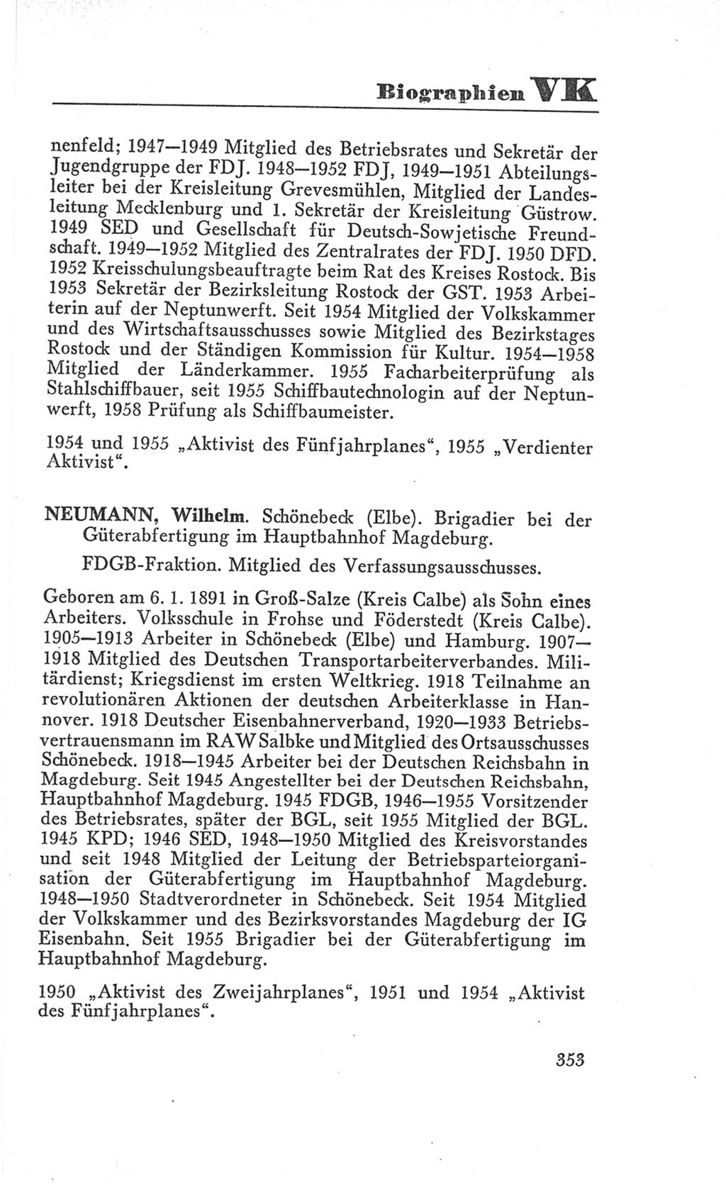 Handbuch der Volkskammer (VK) der Deutschen Demokratischen Republik (DDR), 3. Wahlperiode 1958-1963, Seite 353 (Hdb. VK. DDR 3. WP. 1958-1963, S. 353)